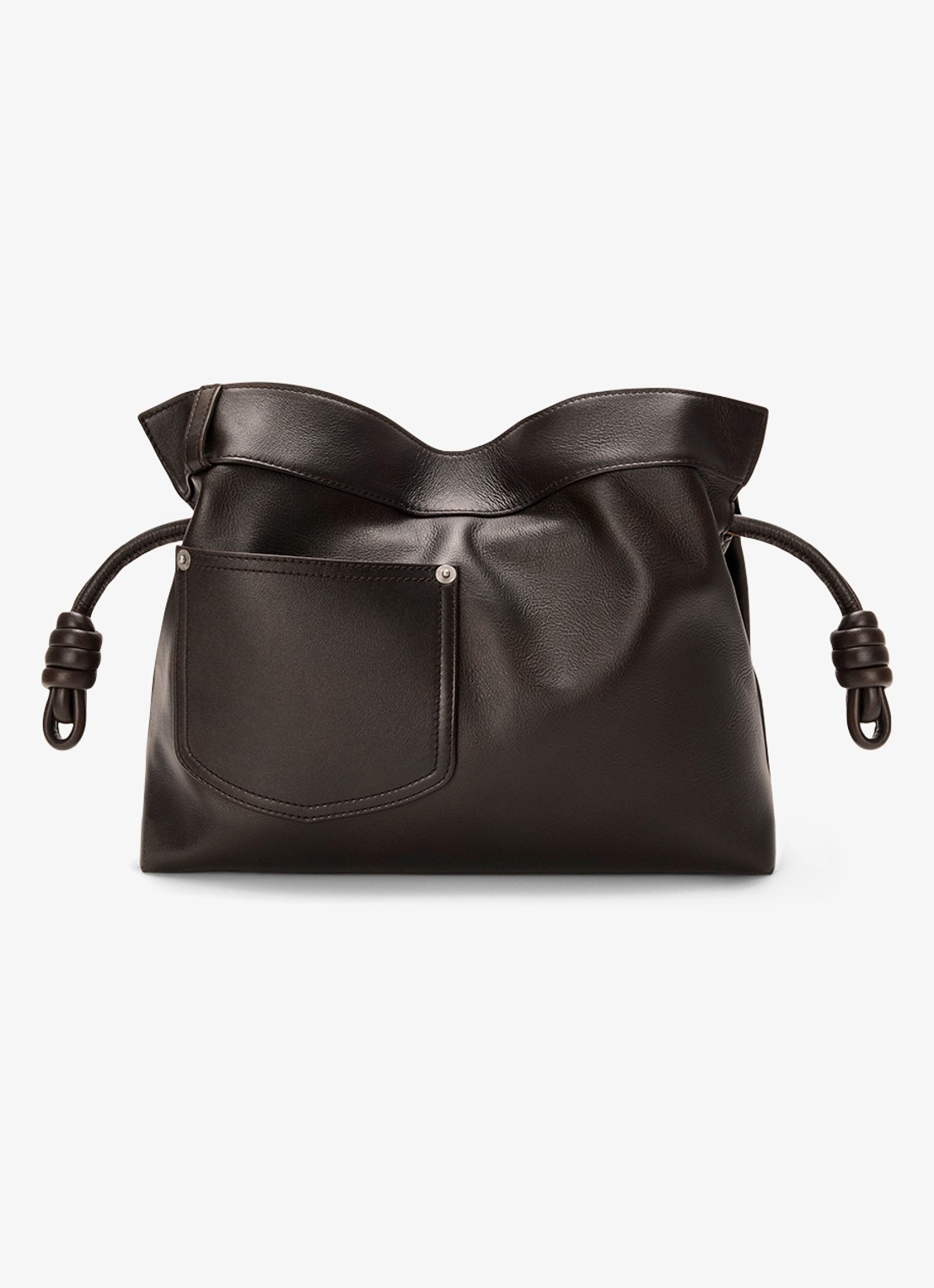 LOEWE Flamenco Panta M clutch van kalfsleer - achterkant donkerbruin