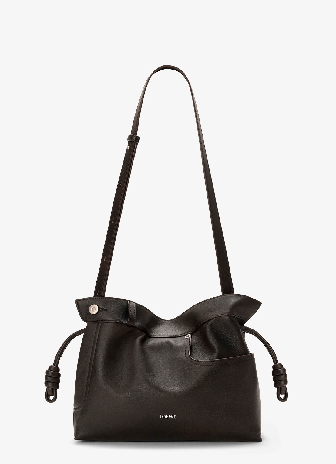 LOEWE Flamenco Panta M clutch van kalfsleer - detail 5 donkerbruin