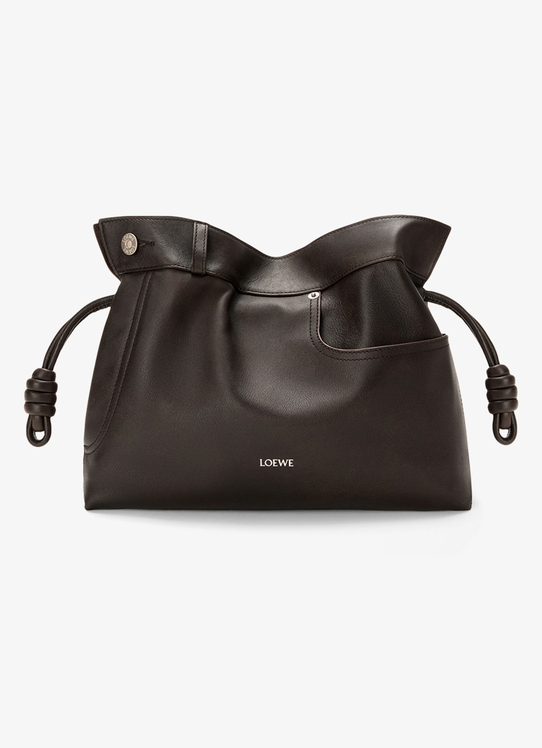 LOEWE Flamenco Panta M clutch van kalfsleer - voorkant 2 donkerbruin