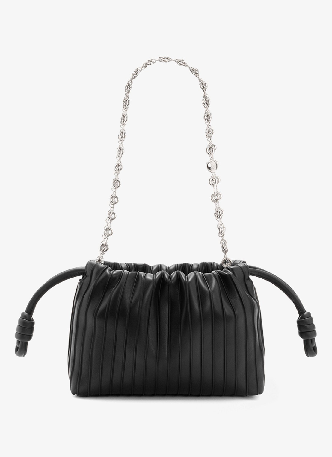LOEWE Flamenco Pleated Mini schoudertas van kalfsleer - achterkant zwart