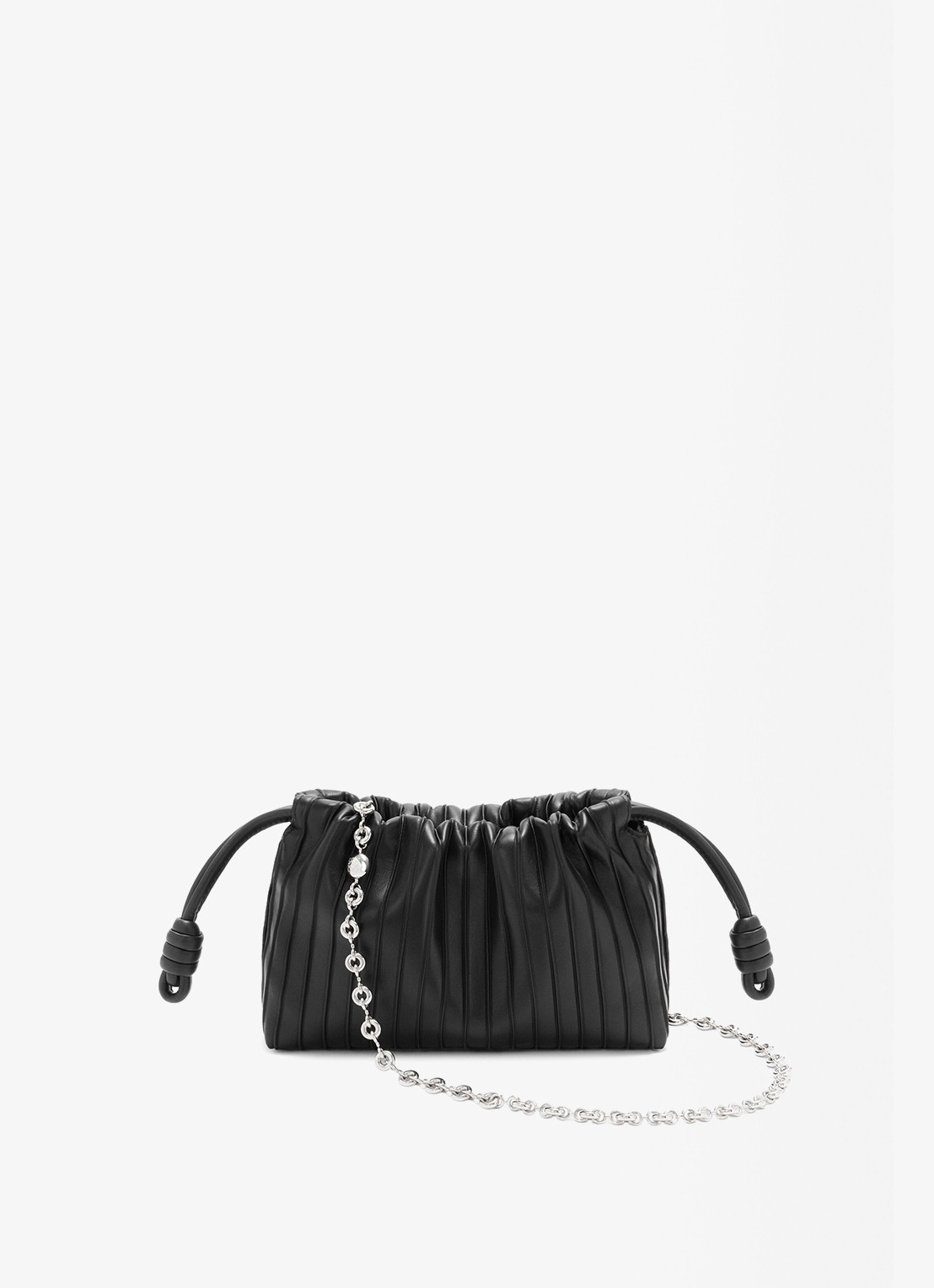 LOEWE Flamenco Pleated Mini schoudertas van kalfsleer - voorkant 7 zwart