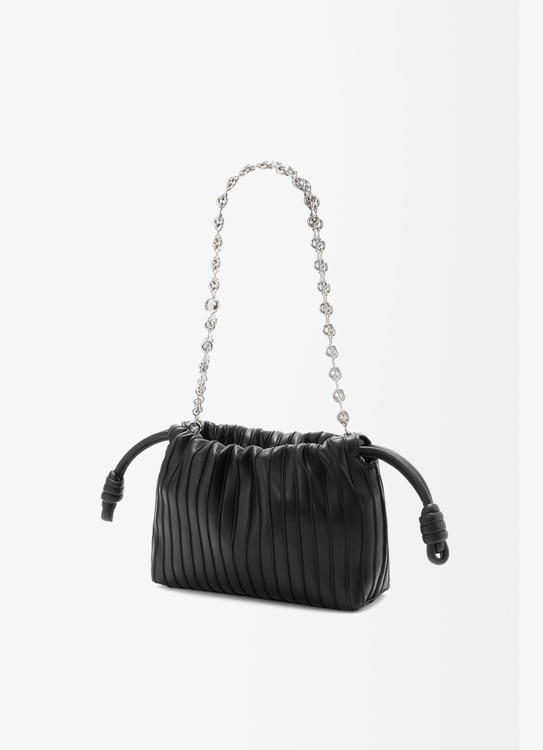 LOEWE Flamenco Pleated Mini schoudertas van kalfsleer - voorkant 8 zwart