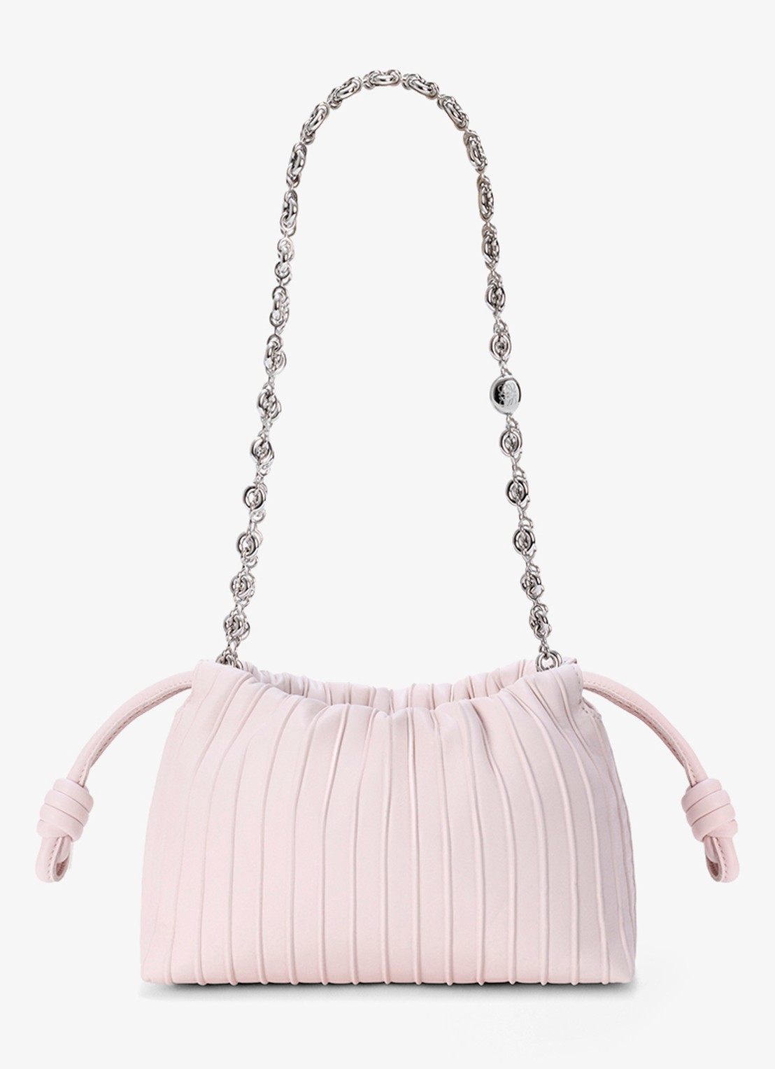 LOEWE Flamenco Pleated Mini schoudertas van kalfsleer - achterkant 8 lichtroze