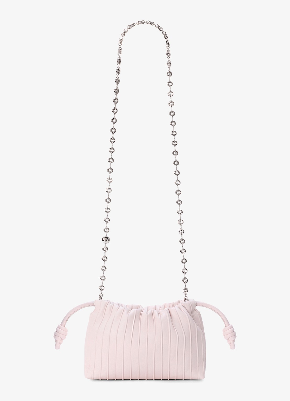 LOEWE Flamenco Pleated Mini schoudertas van kalfsleer - detail 2 lichtroze