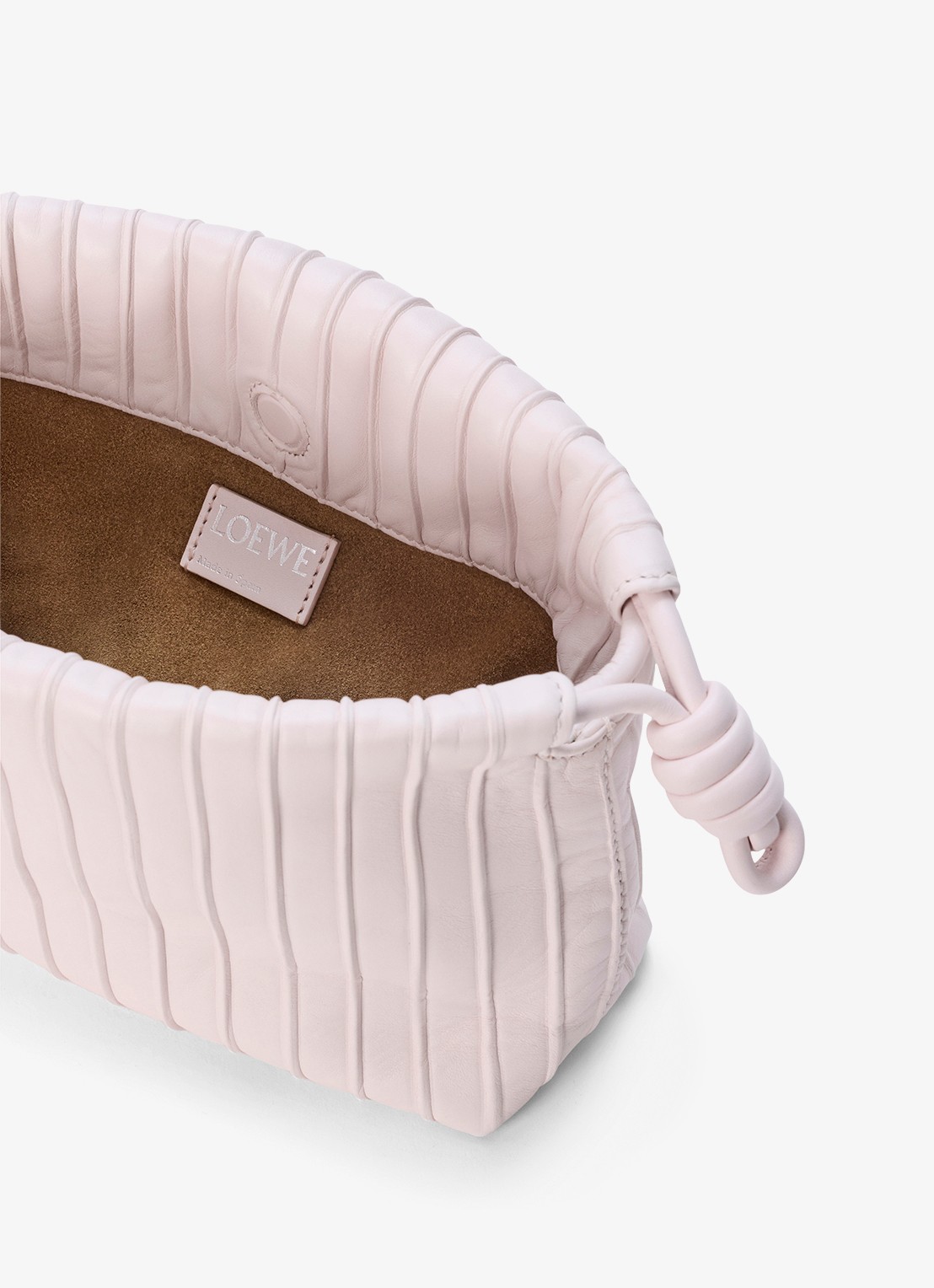 LOEWE Flamenco Pleated Mini schoudertas van kalfsleer - detail 3 lichtroze