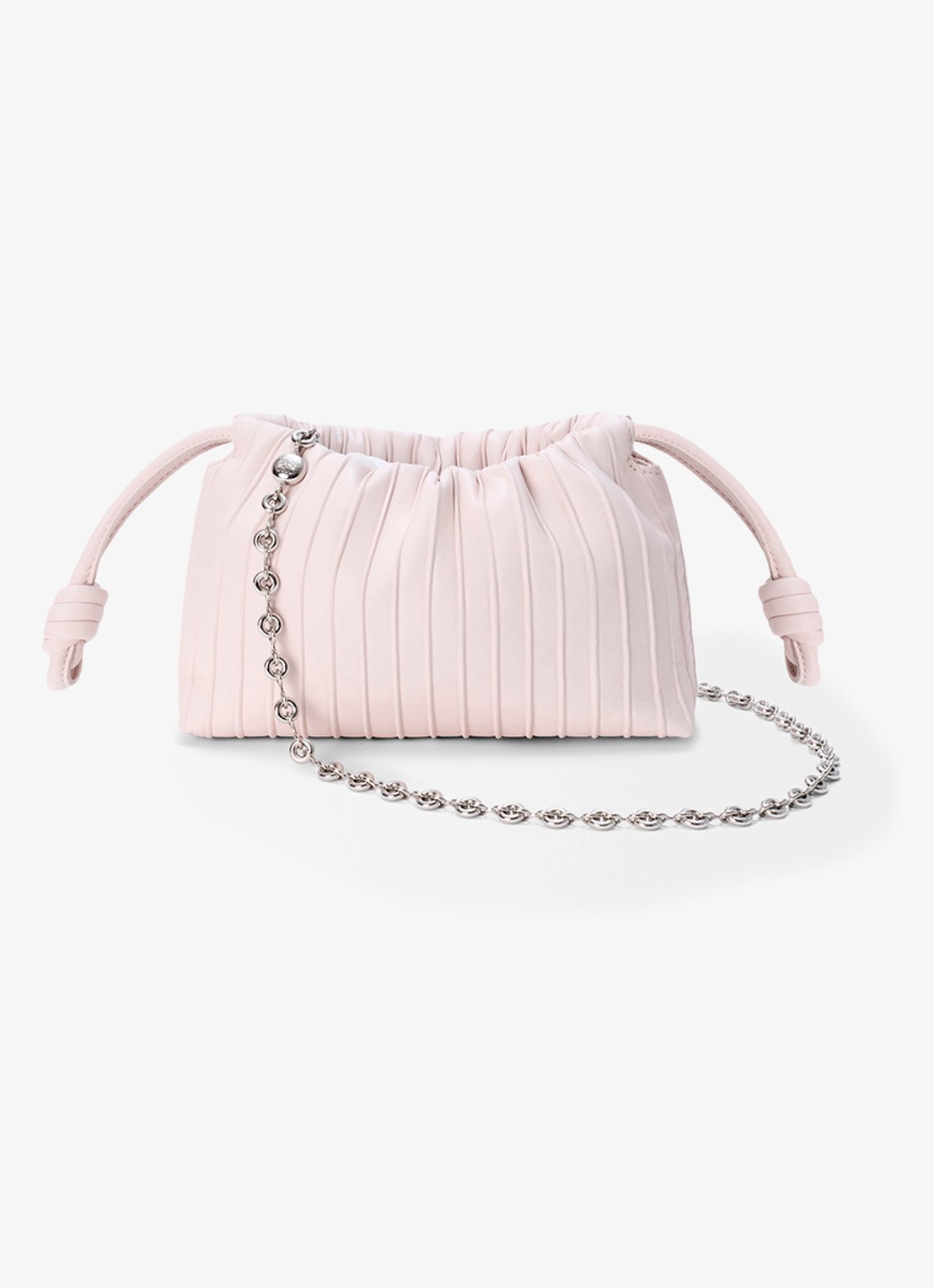 LOEWE Flamenco Pleated Mini schoudertas van kalfsleer - voorkant 6 lichtroze