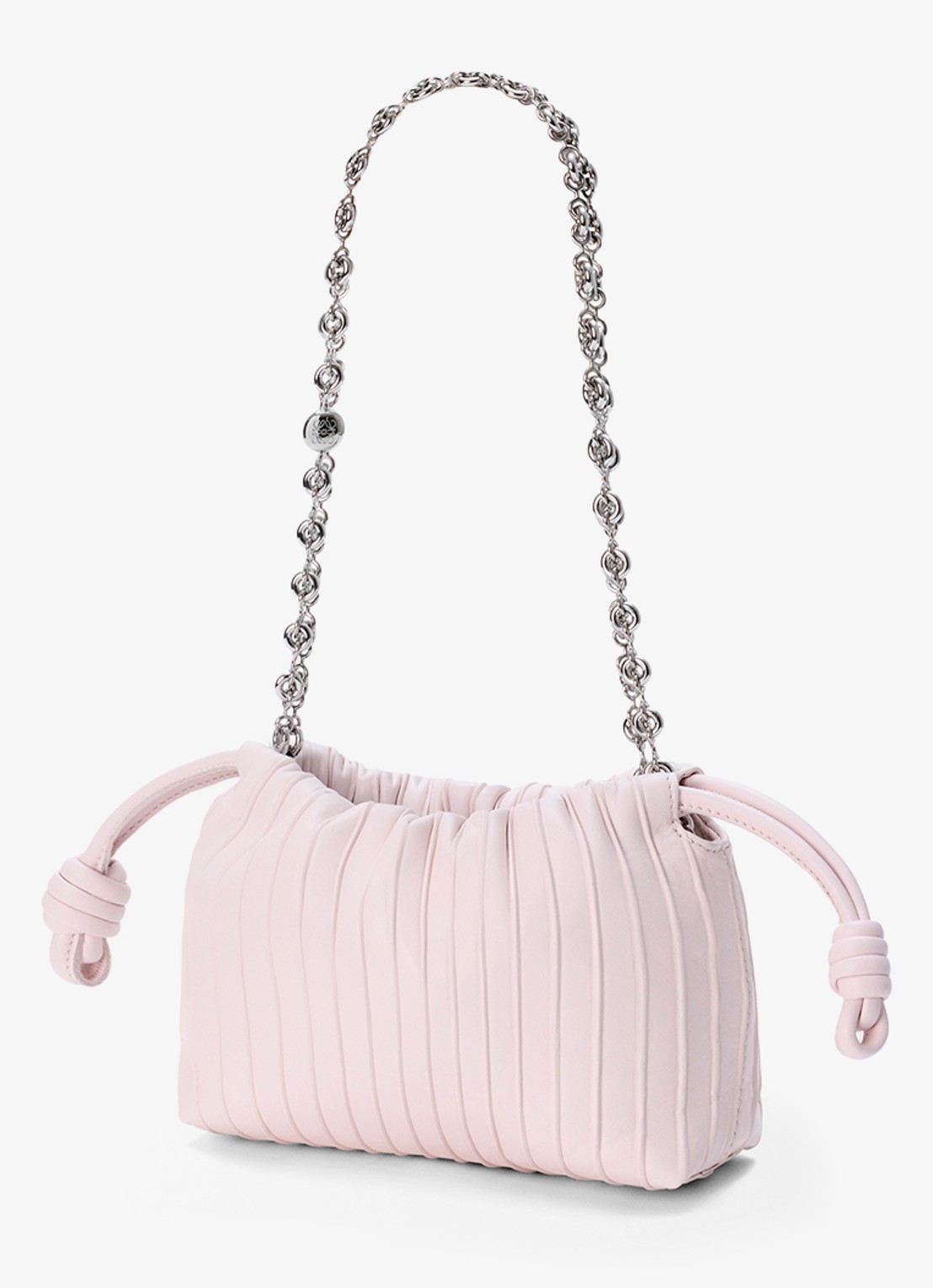 LOEWE Flamenco Pleated Mini schoudertas van kalfsleer - voorkant 7 lichtroze
