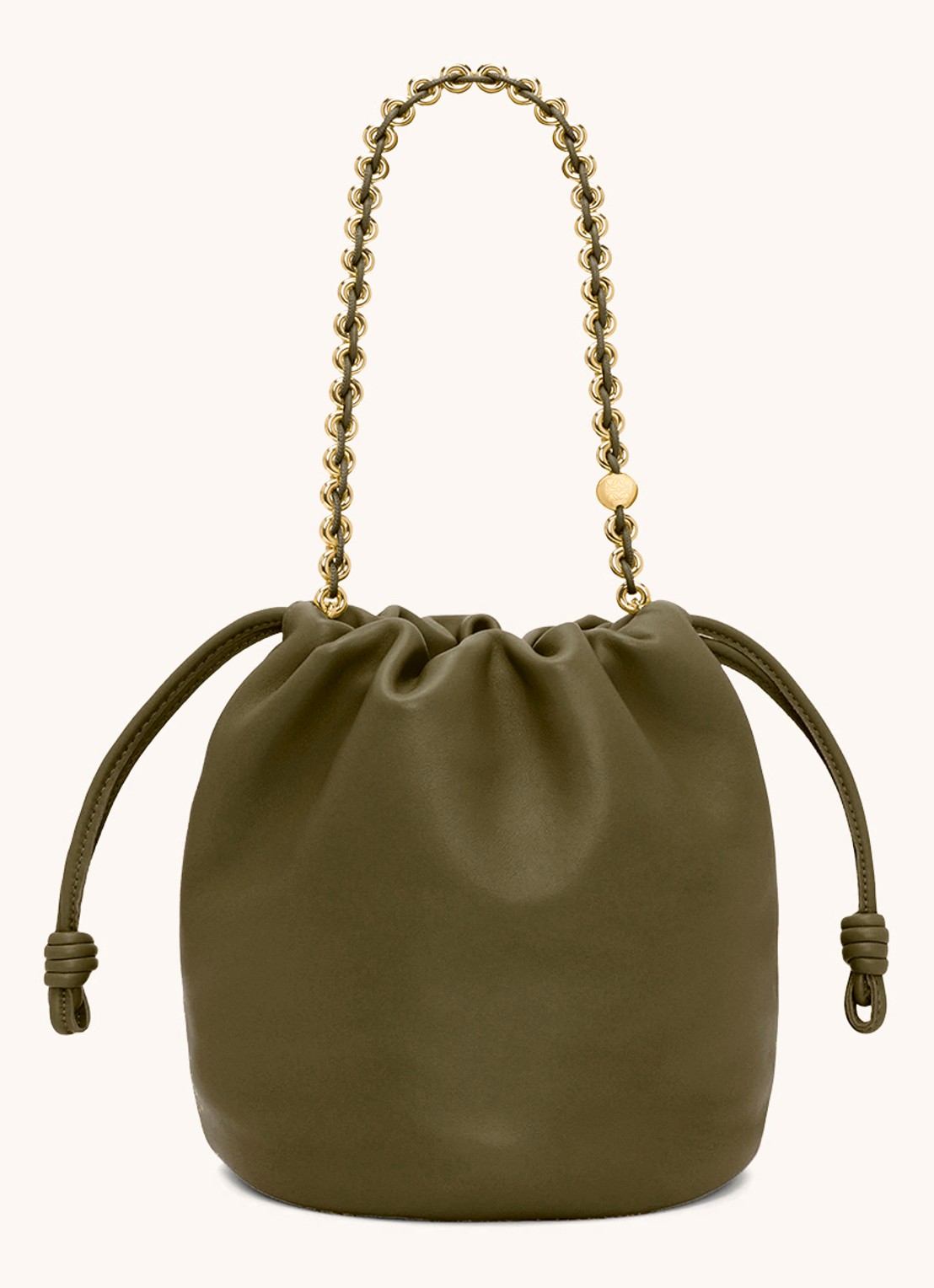 LOEWE Flamenco Purse Bucket crossbodytas van lamsleer - achterkant bronsgroen