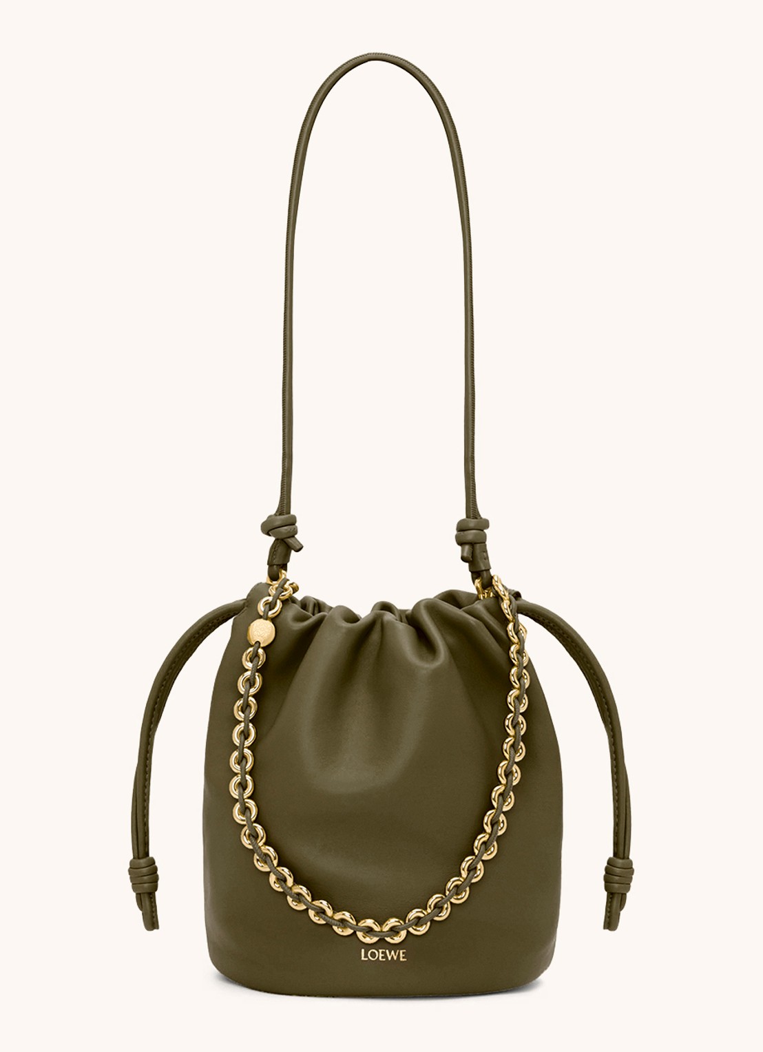 LOEWE Flamenco Purse Bucket crossbodytas van lamsleer - detail 5 bronsgroen