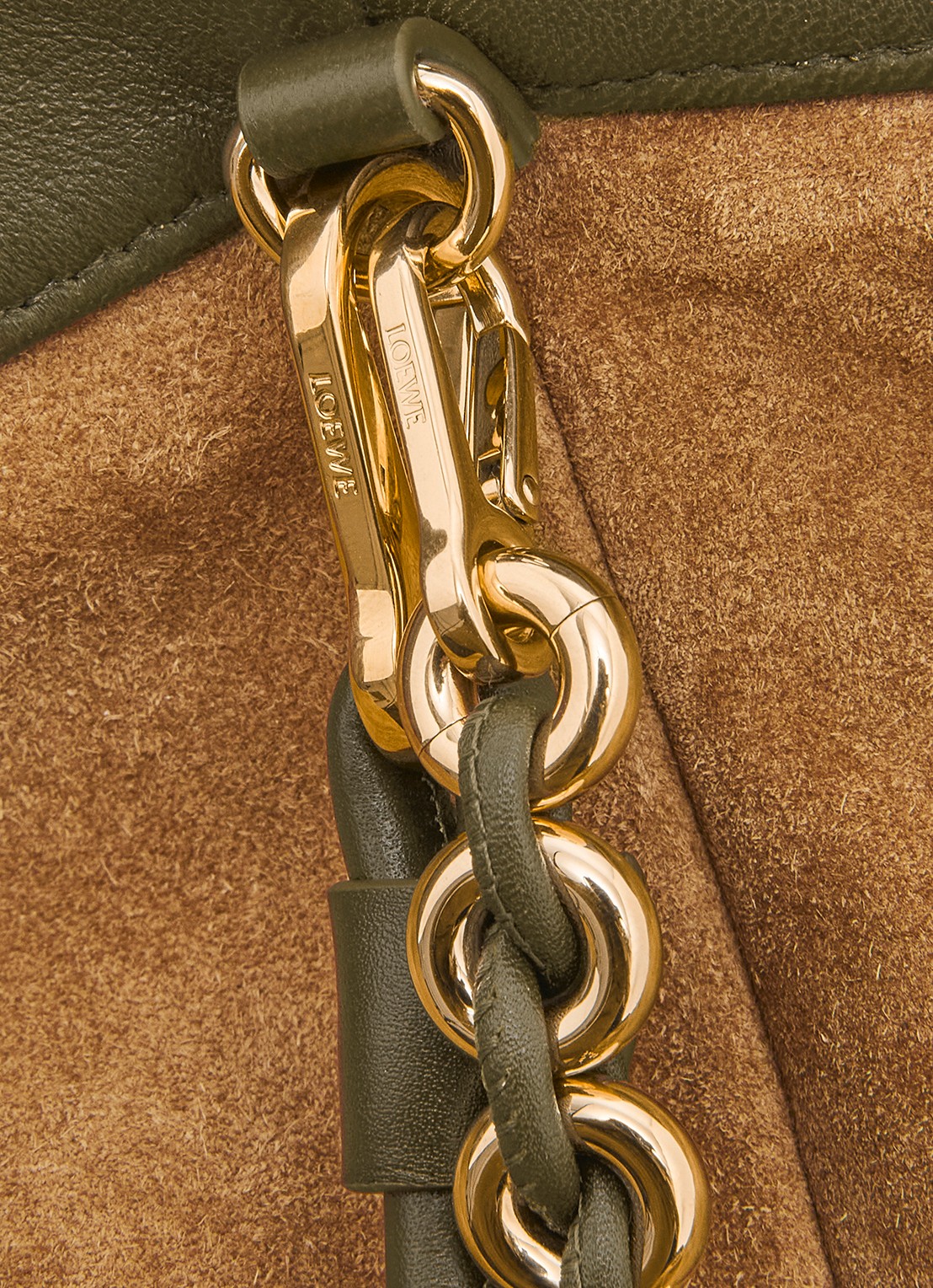 LOEWE Flamenco Purse Bucket crossbodytas van lamsleer - detail 7 bronsgroen
