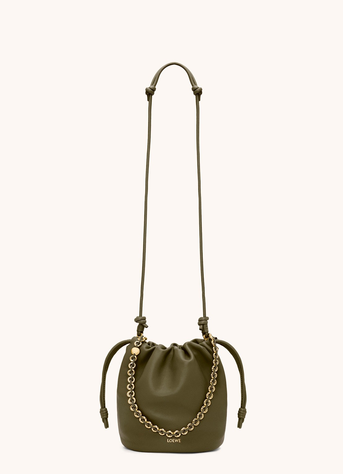 LOEWE Flamenco Purse Bucket crossbodytas van lamsleer - detail 8 bronsgroen