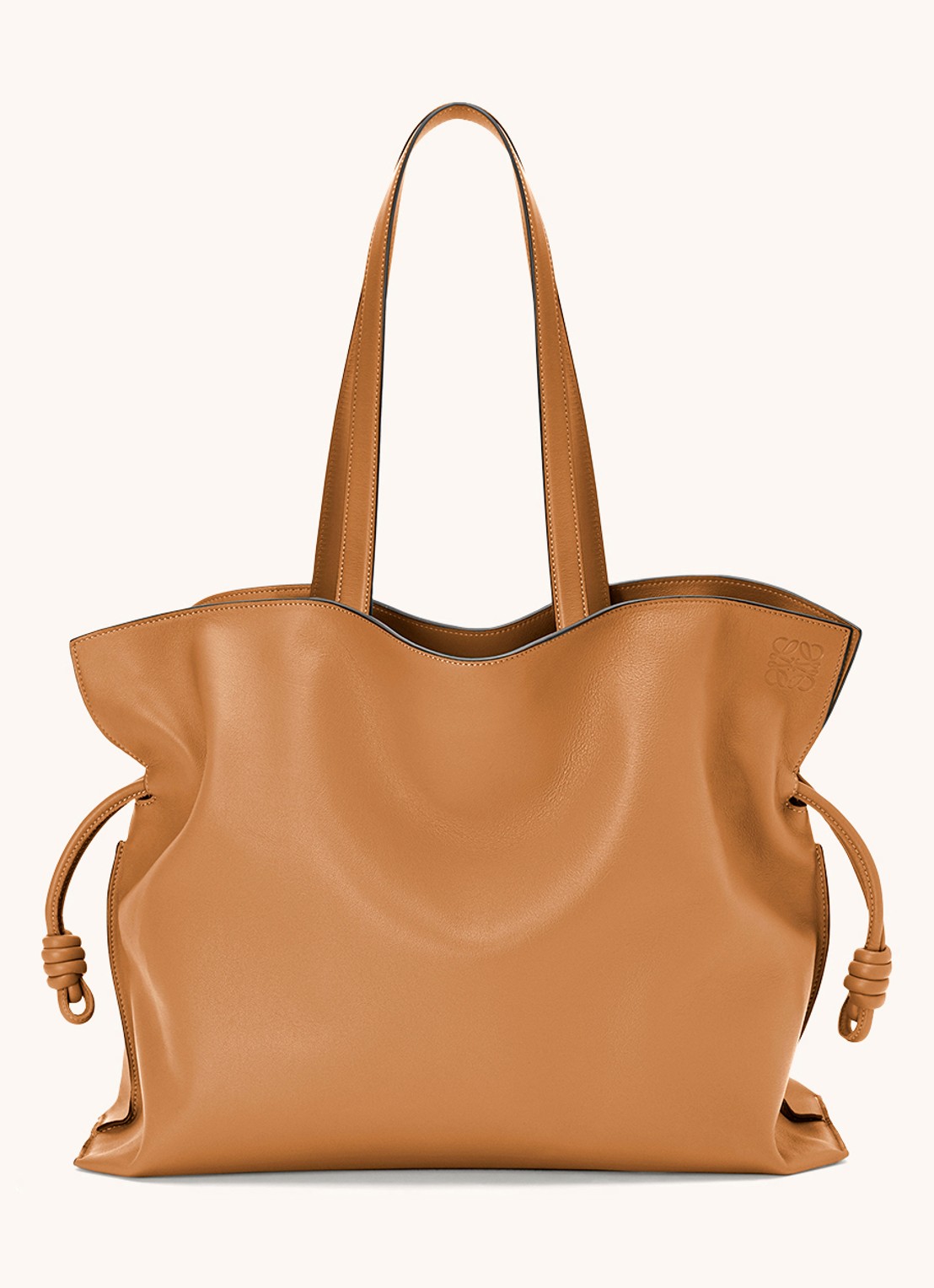 LOEWE Flamenco XL schoudertas van kalfsleer - achterkant 6 lichtbruin