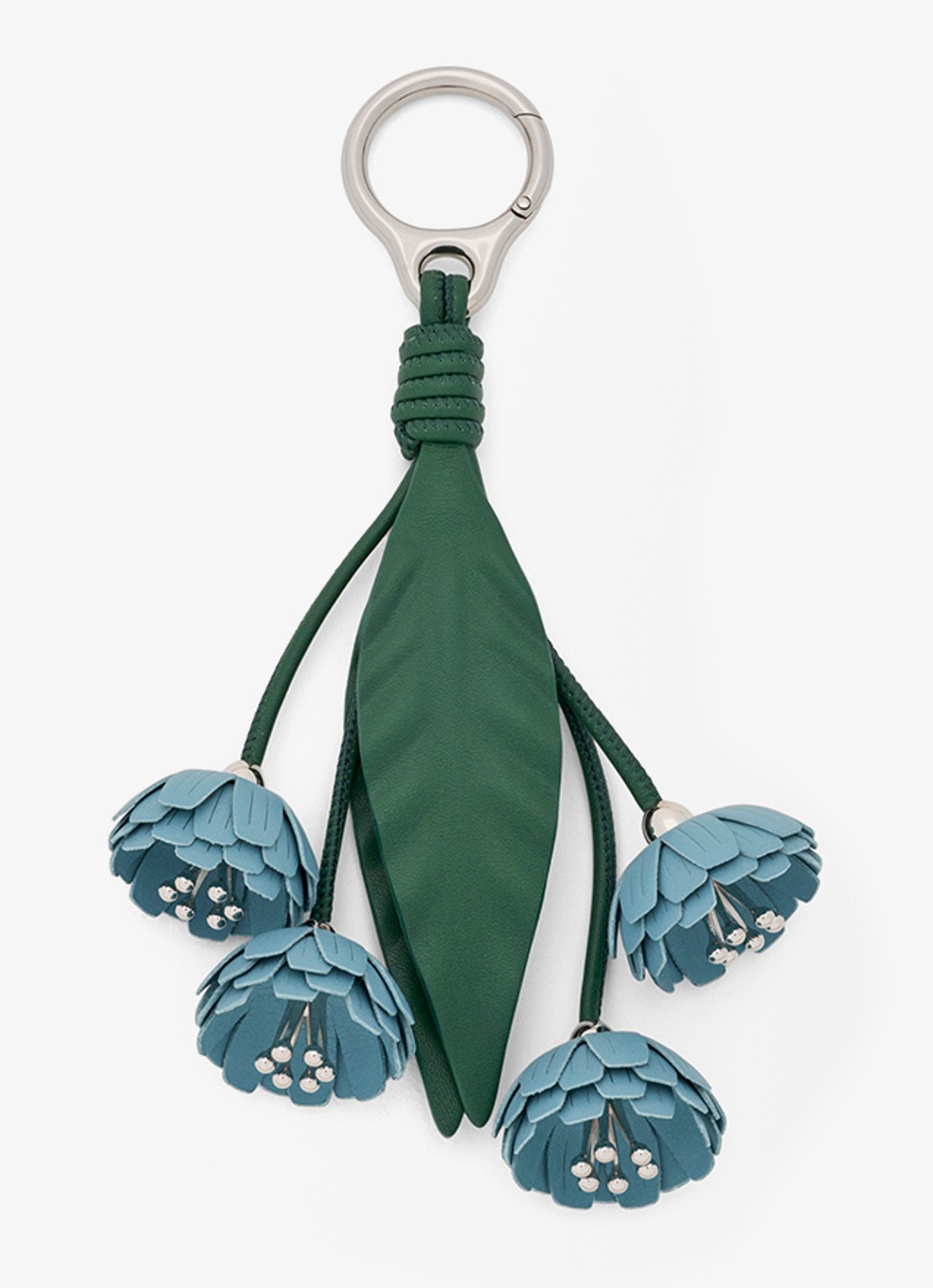 LOEWE Flower Pistil tasbedel van kalfsleer - voorkant blauw