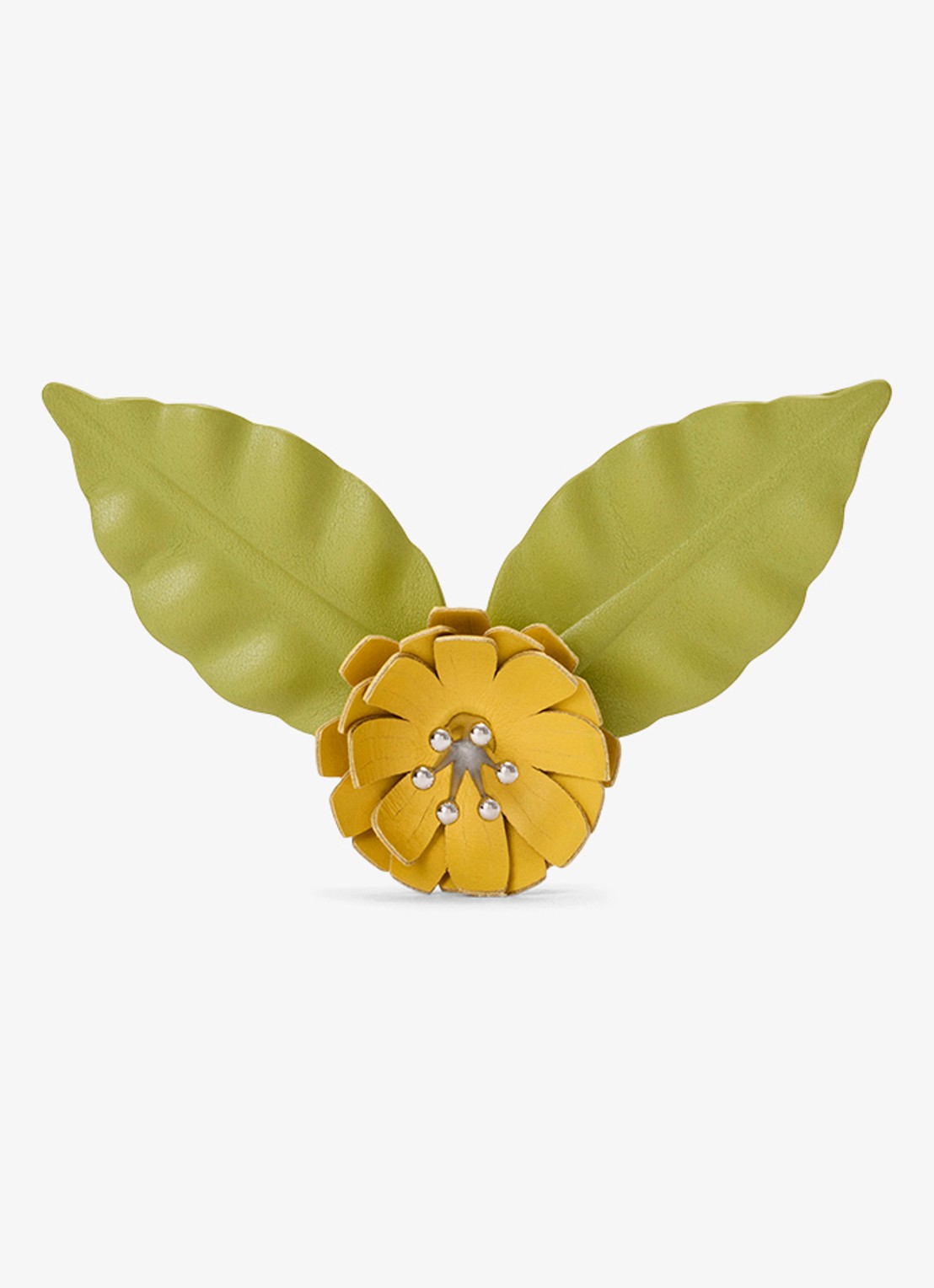 LOEWE Flower Pistil tasbedel van kalfsleer - voorkant geel