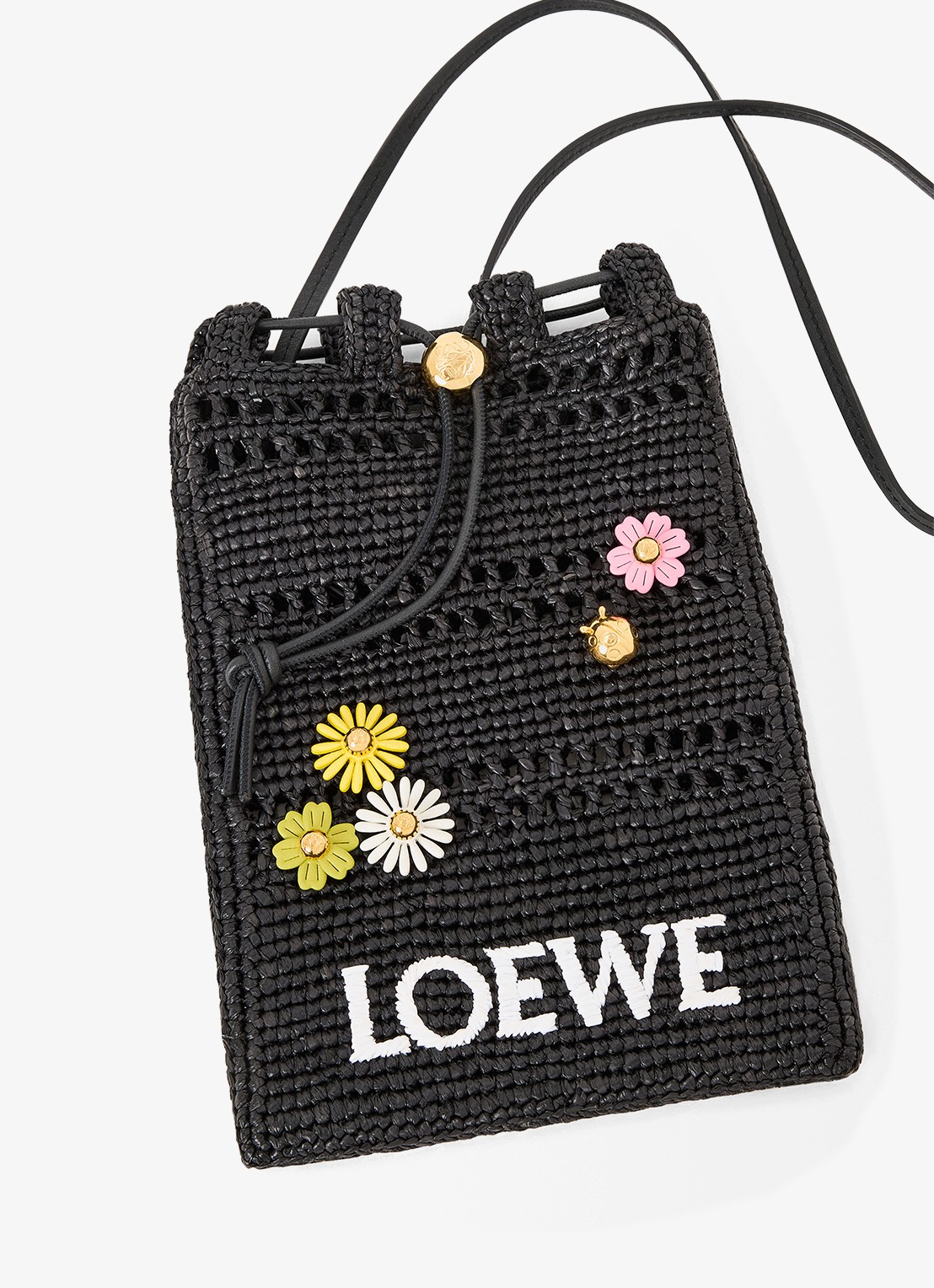 LOEWE Flower tasbedel van kalfsleer - voorkant 4 paars