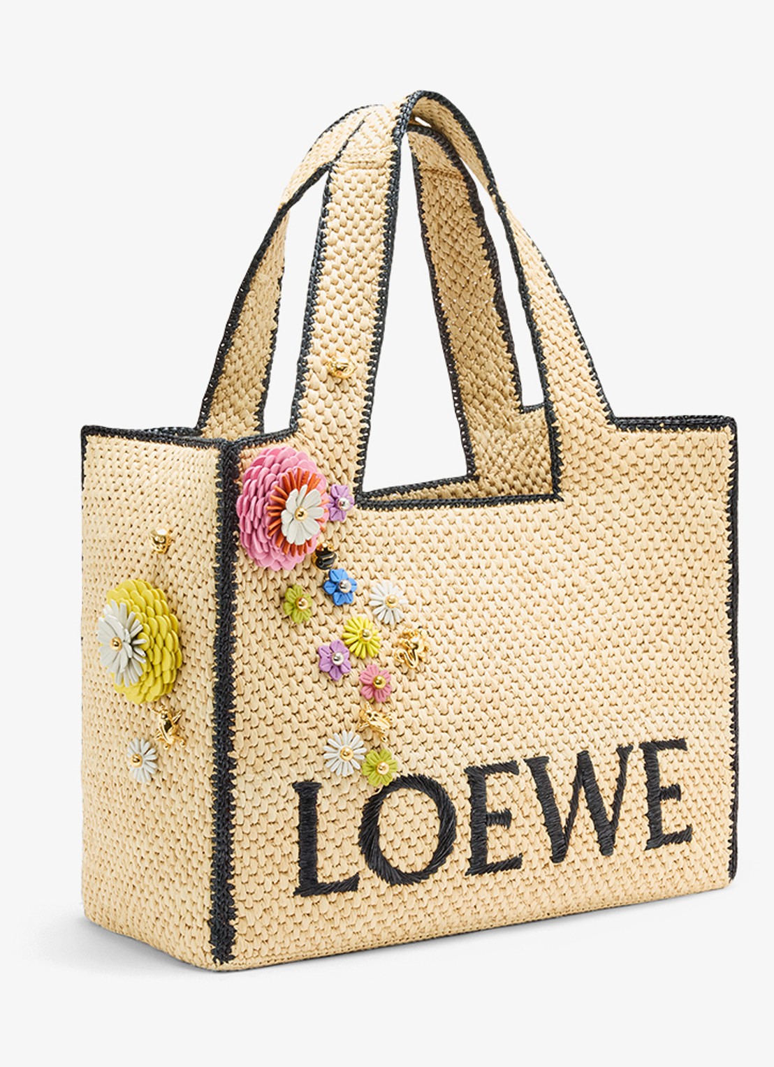 LOEWE Flower tasbedel van kalfsleer - detail 3 roze