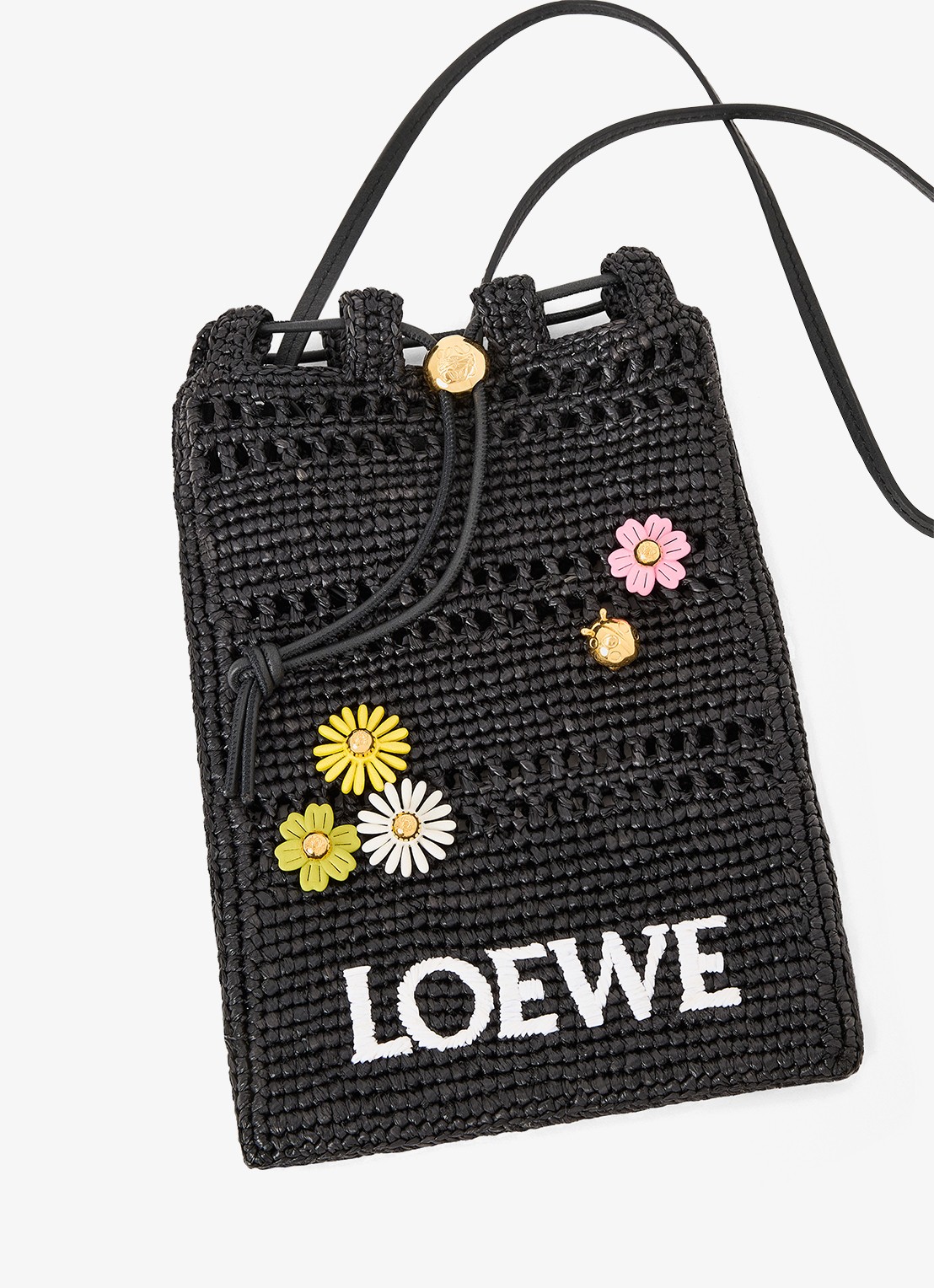 LOEWE Flower tasbedel van kalfsleer - detail 6 wit