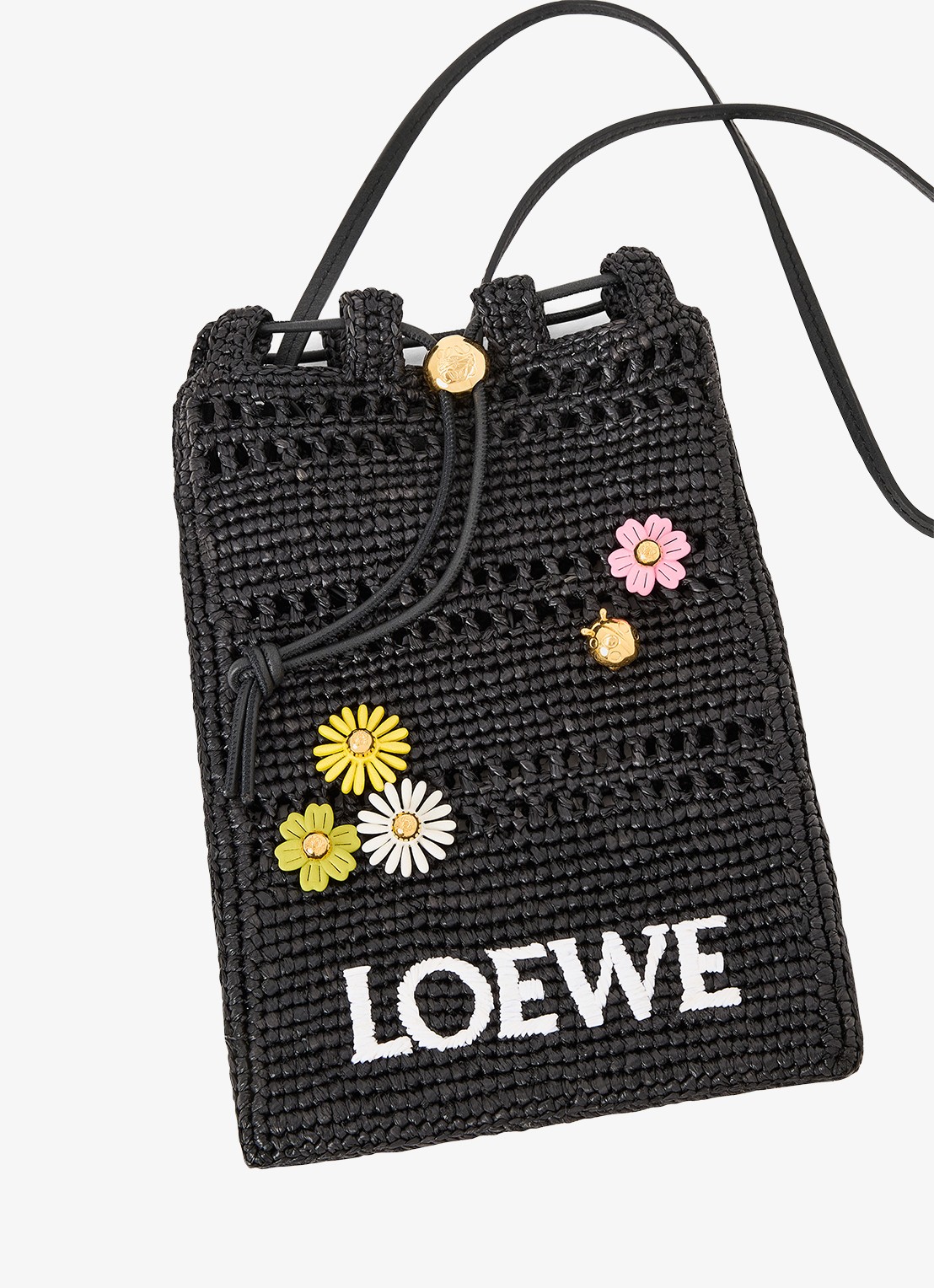 LOEWE Flower tasbedel van kalfsleer - detail 6 geel