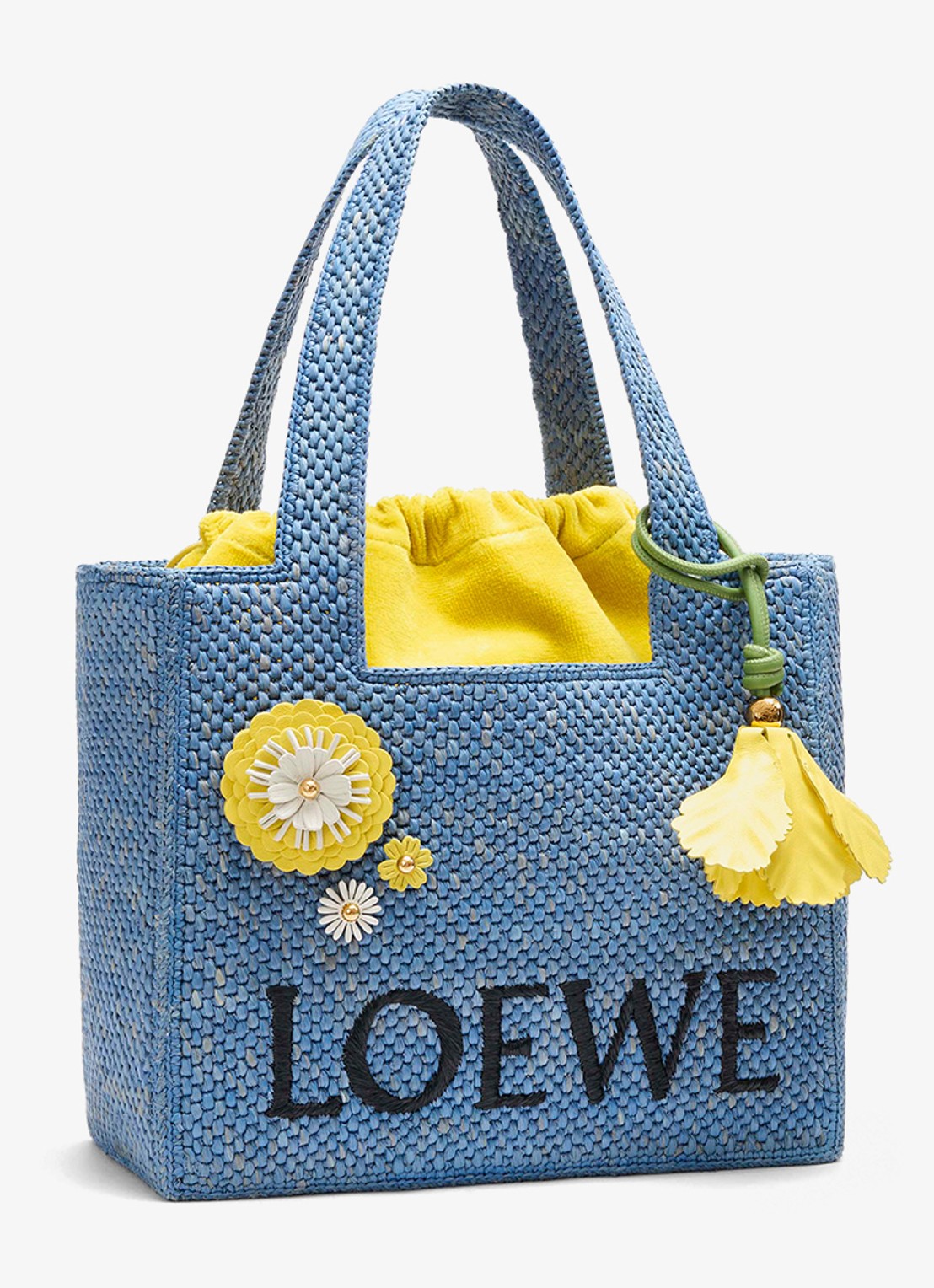 LOEWE Flower tasbedel van kalfsleer - voorkant 2 geel