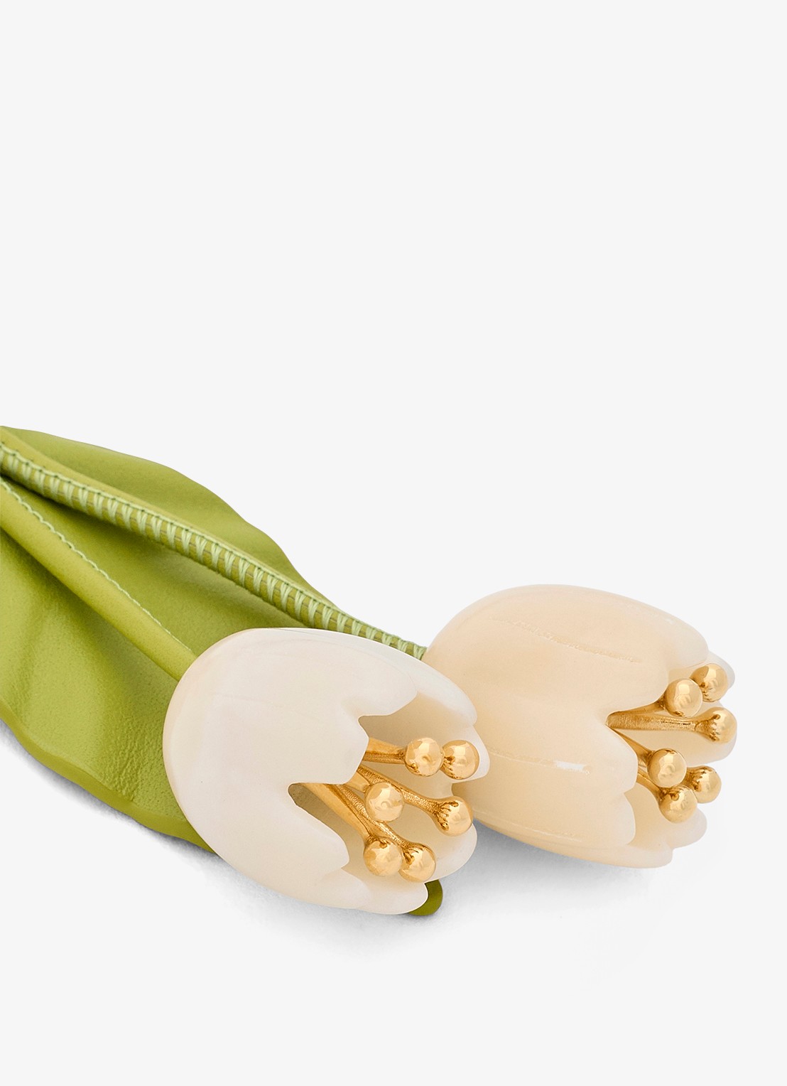 LOEWE Flower tasbedel van kalfsleer - detail 3 wit