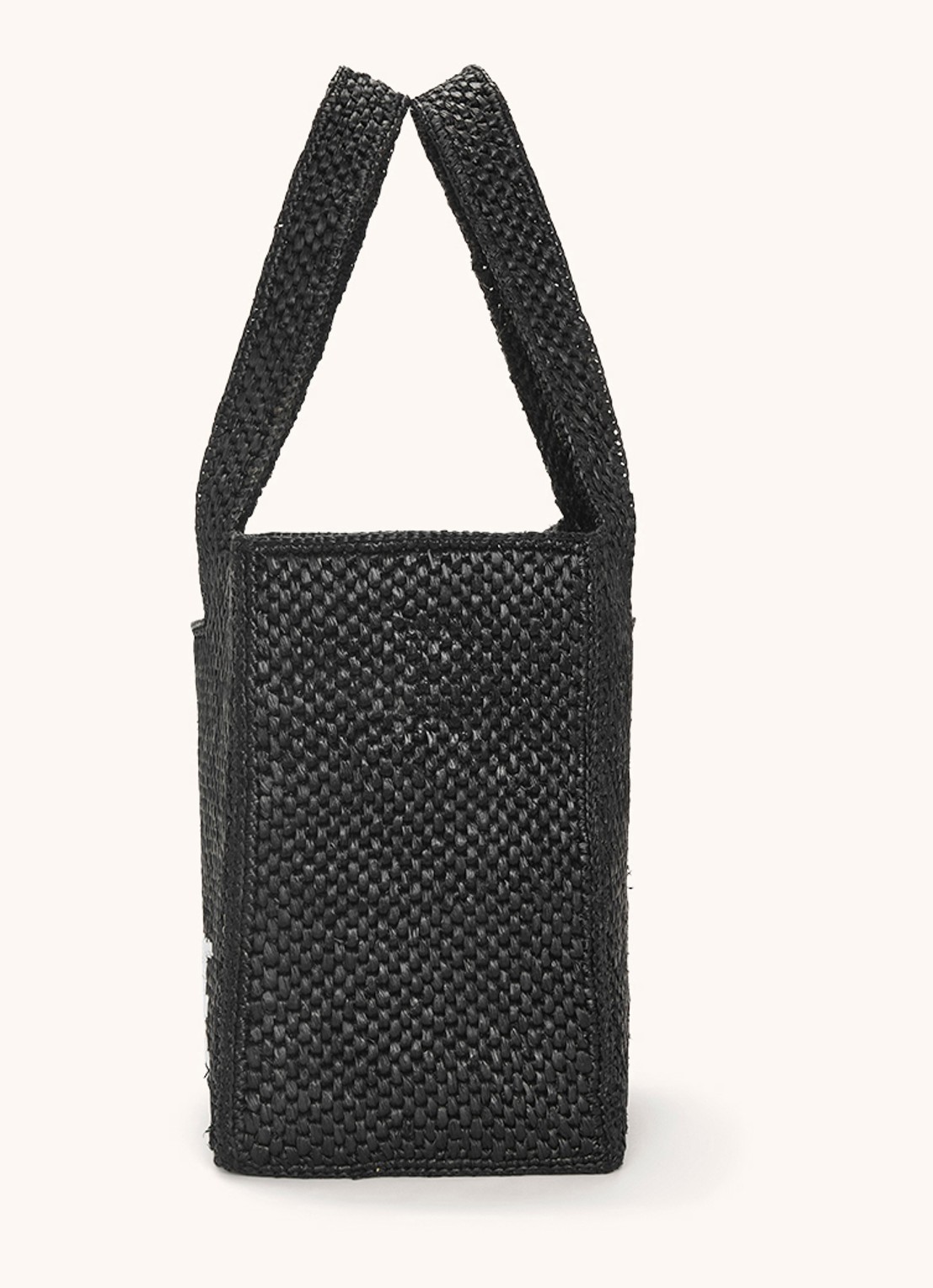 LOEWE Font Medium shopper van raffia met afneembare schouderriem - detail 4 zwart