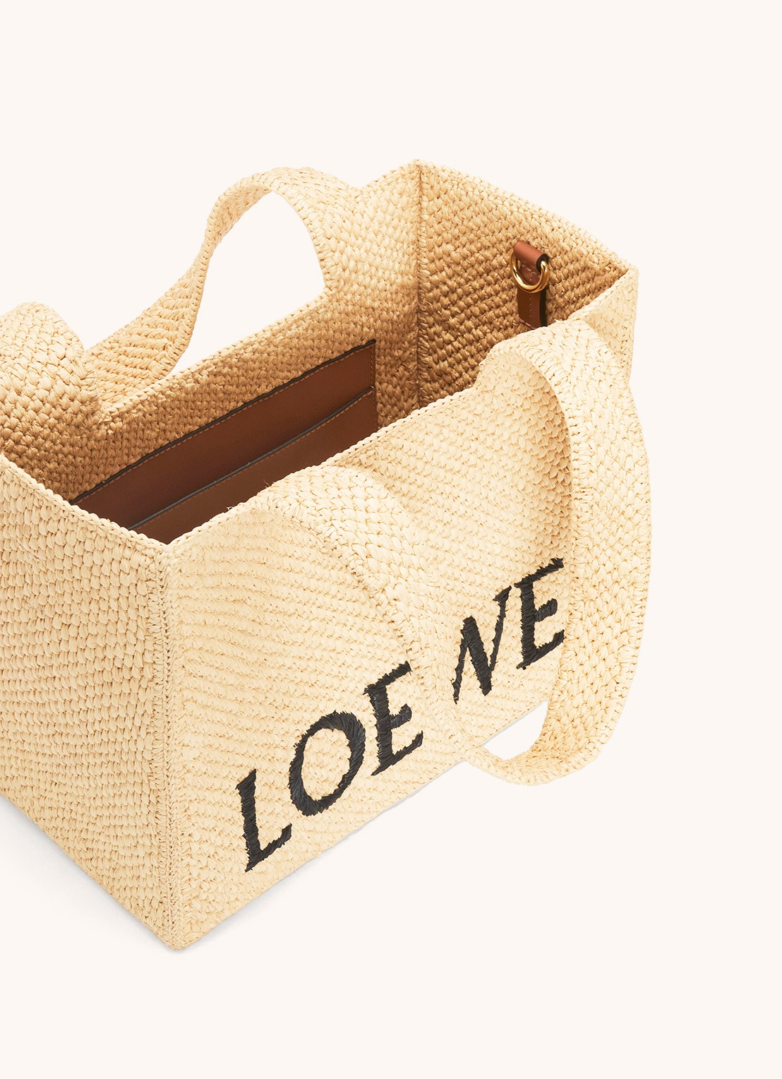 LOEWE Font Medium shopper van raffia met afneembare schouderriem - detail 6 beige