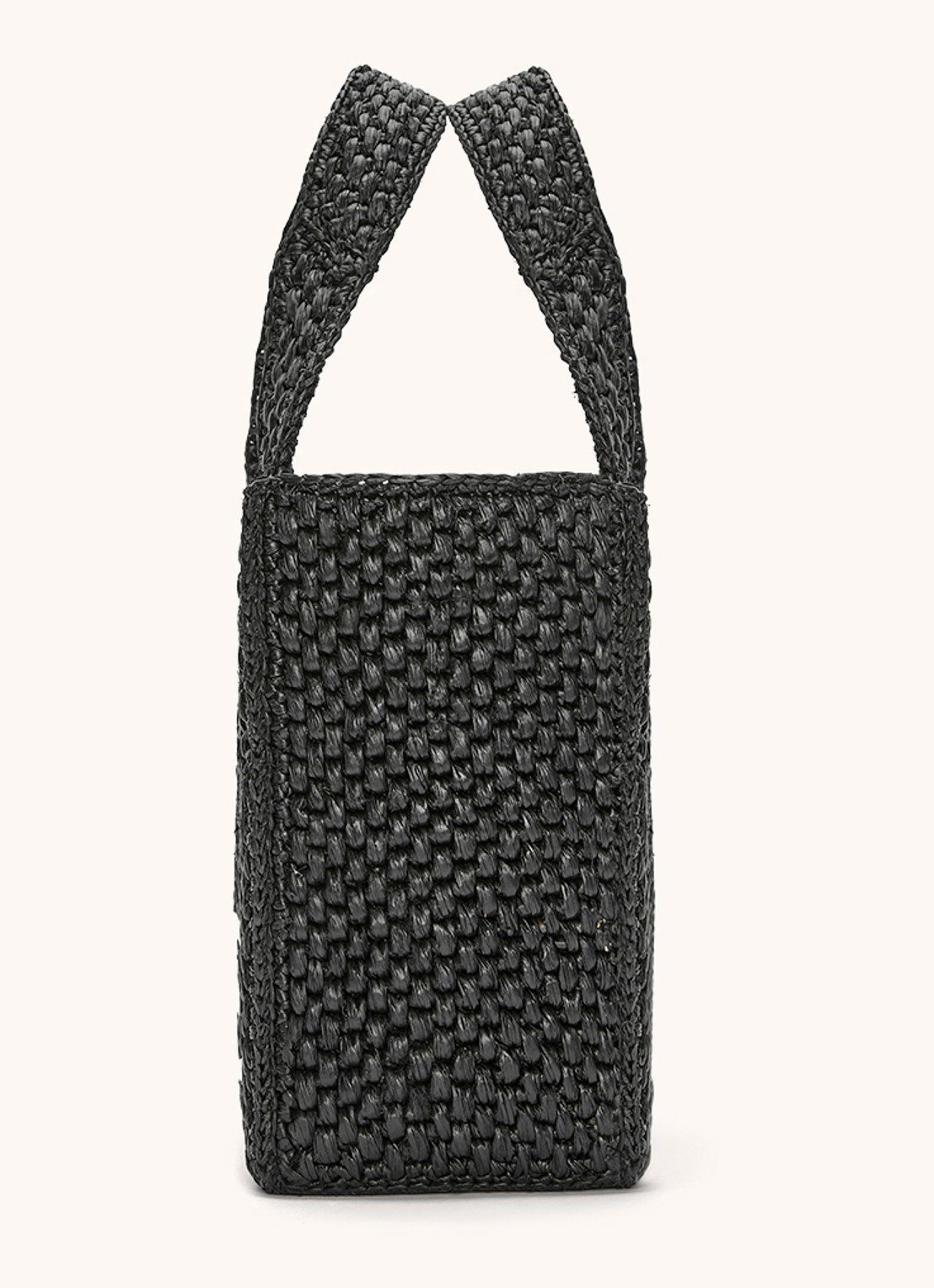 LOEWE Font Small shopper van raffia met afneembare schouderriem - detail zwart