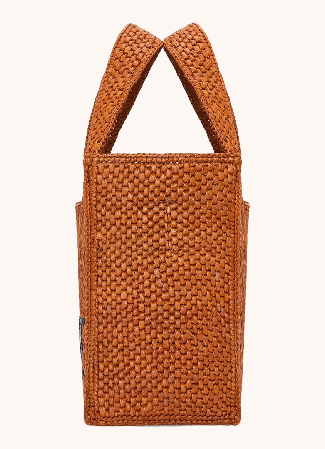 LOEWE Font Small shopper van raffia met afneembare schouderriem - detail 4 cognac