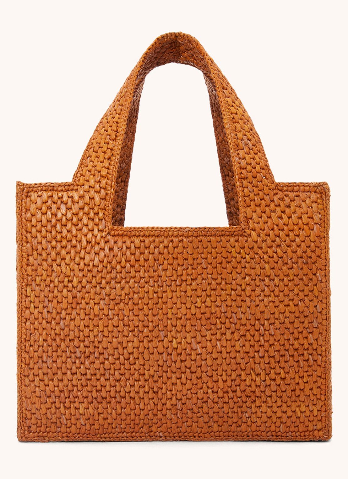 LOEWE Font Small shopper van raffia met afneembare schouderriem - detail 5 cognac
