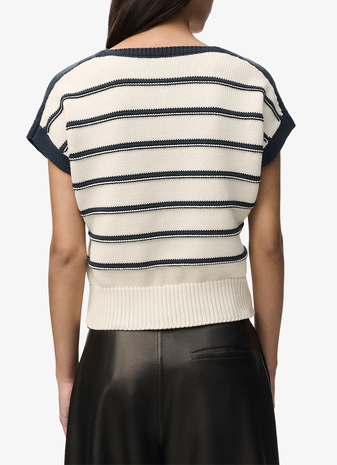 LOEWE Grofgebreide top in wolblend met streepprint - achterkant gebroken wit