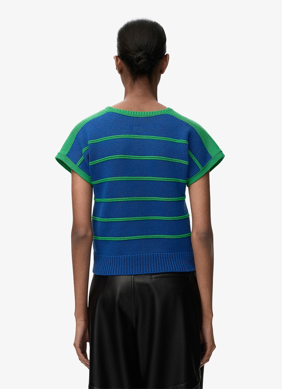 LOEWE Grofgebreide top in wolblend met streepprint - achterkant 5 blauw