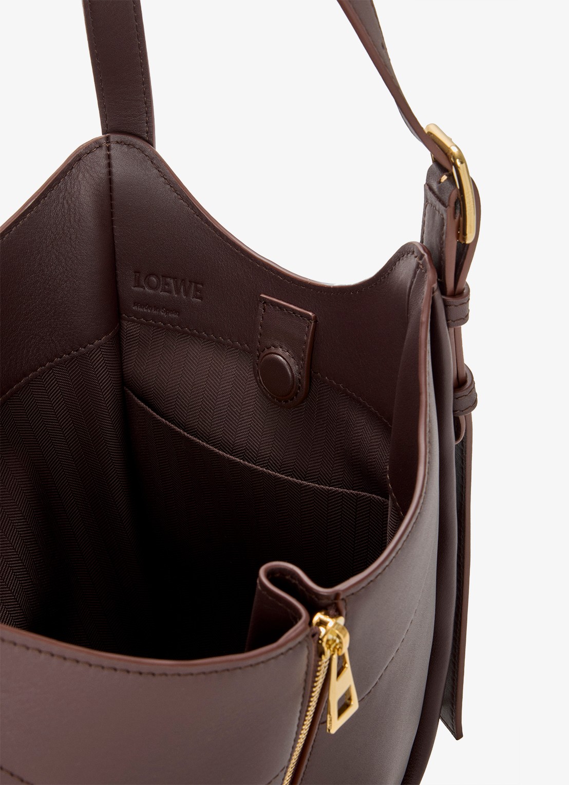 LOEWE Hammock Flip handtas van kalfsleer - detail 3 donkerbruin
