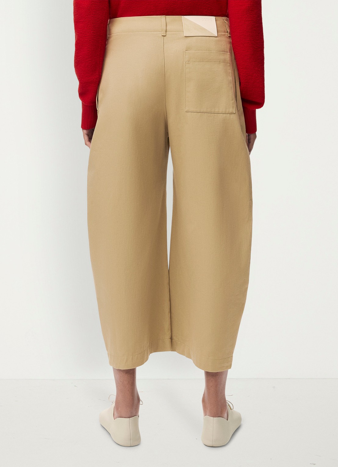 LOEWE High waist balloon fit cropped pantalon met steekzakken - achterkant 3 beige