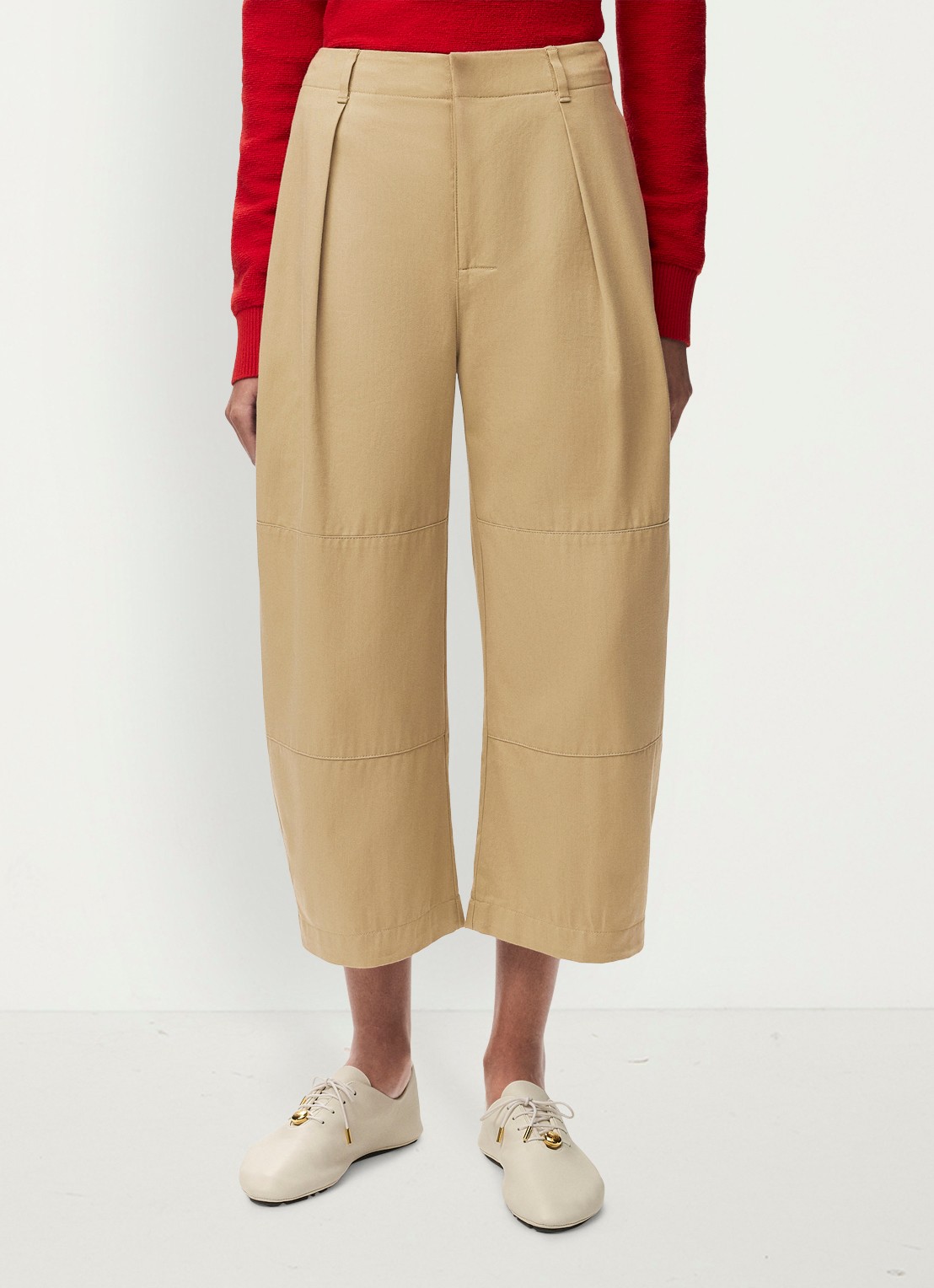 LOEWE High waist balloon fit cropped pantalon met steekzakken - detail beige