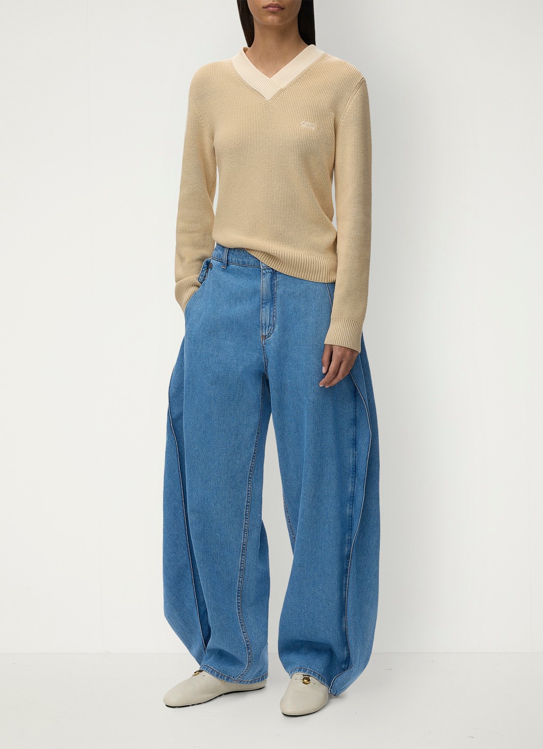 LOEWE High waist balloon fit jeans met medium wassing - voorkant 3 indigo
