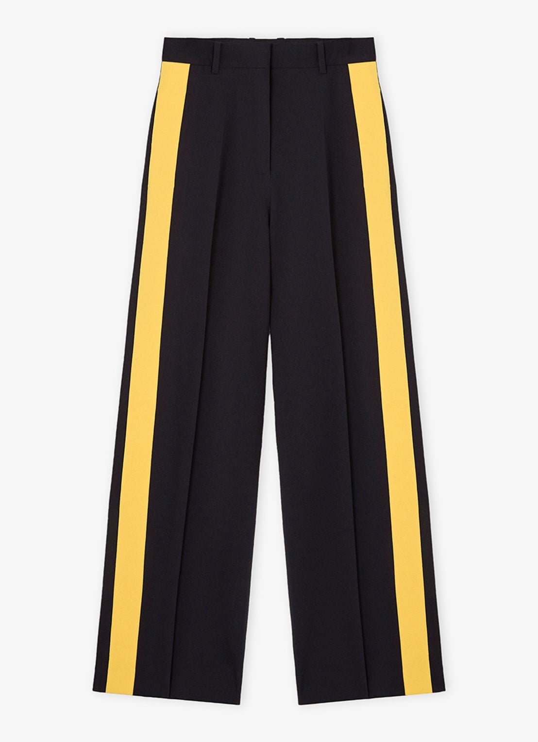 LOEWE High waist straight fit pantalon in wolblend met persplooi - voorkant donkerblauw