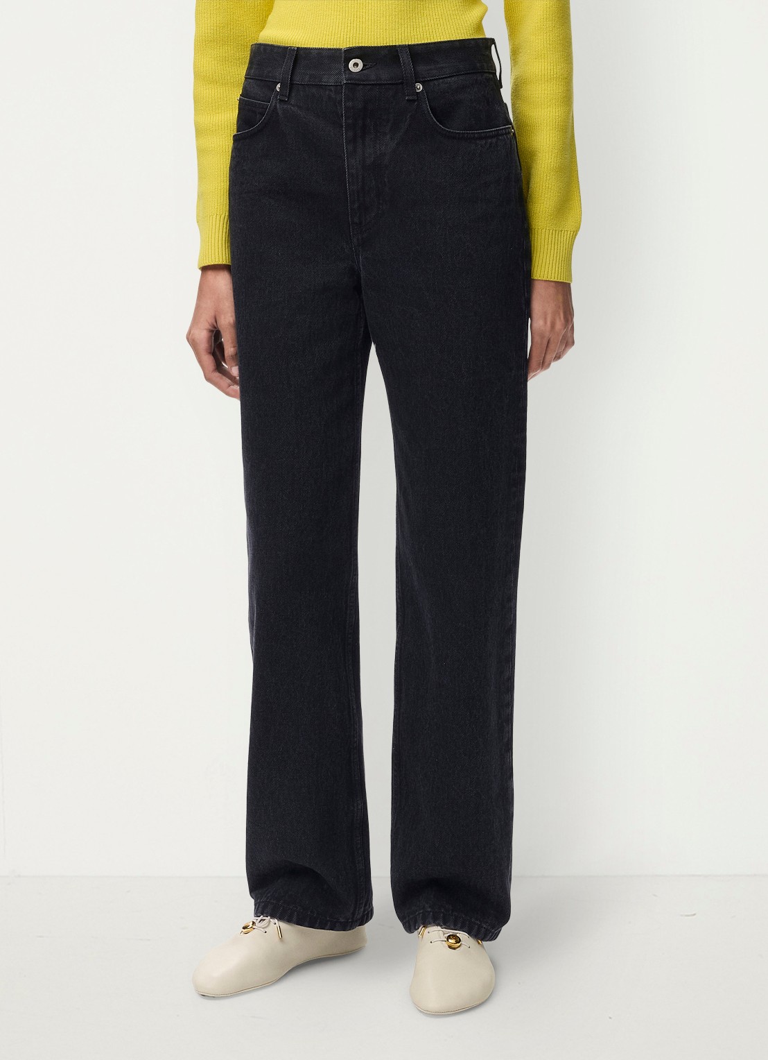 LOEWE High waist straight leg jeans met gekleurde wassing - detail 3 zwart