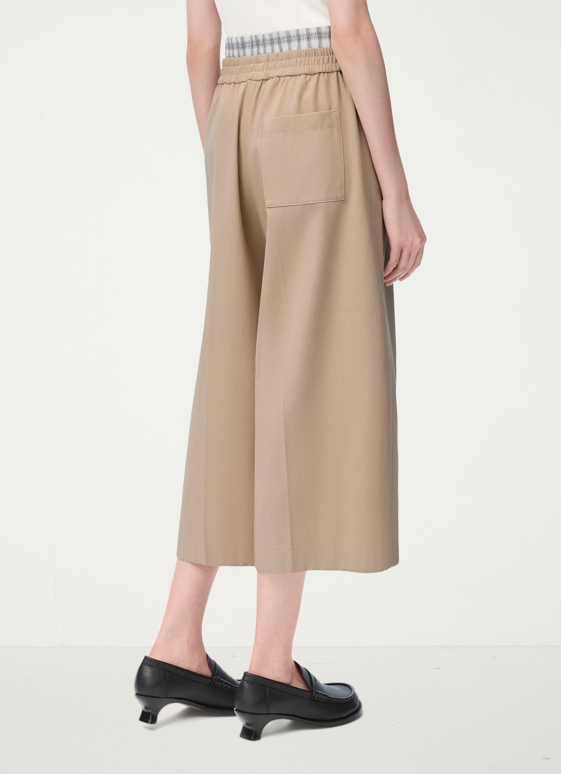 LOEWE High waist wide fit culotte met contrast - achterkant 5 beige