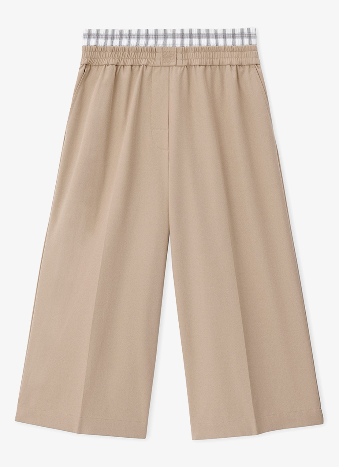 LOEWE High waist wide fit culotte met contrast - voorkant 3 beige