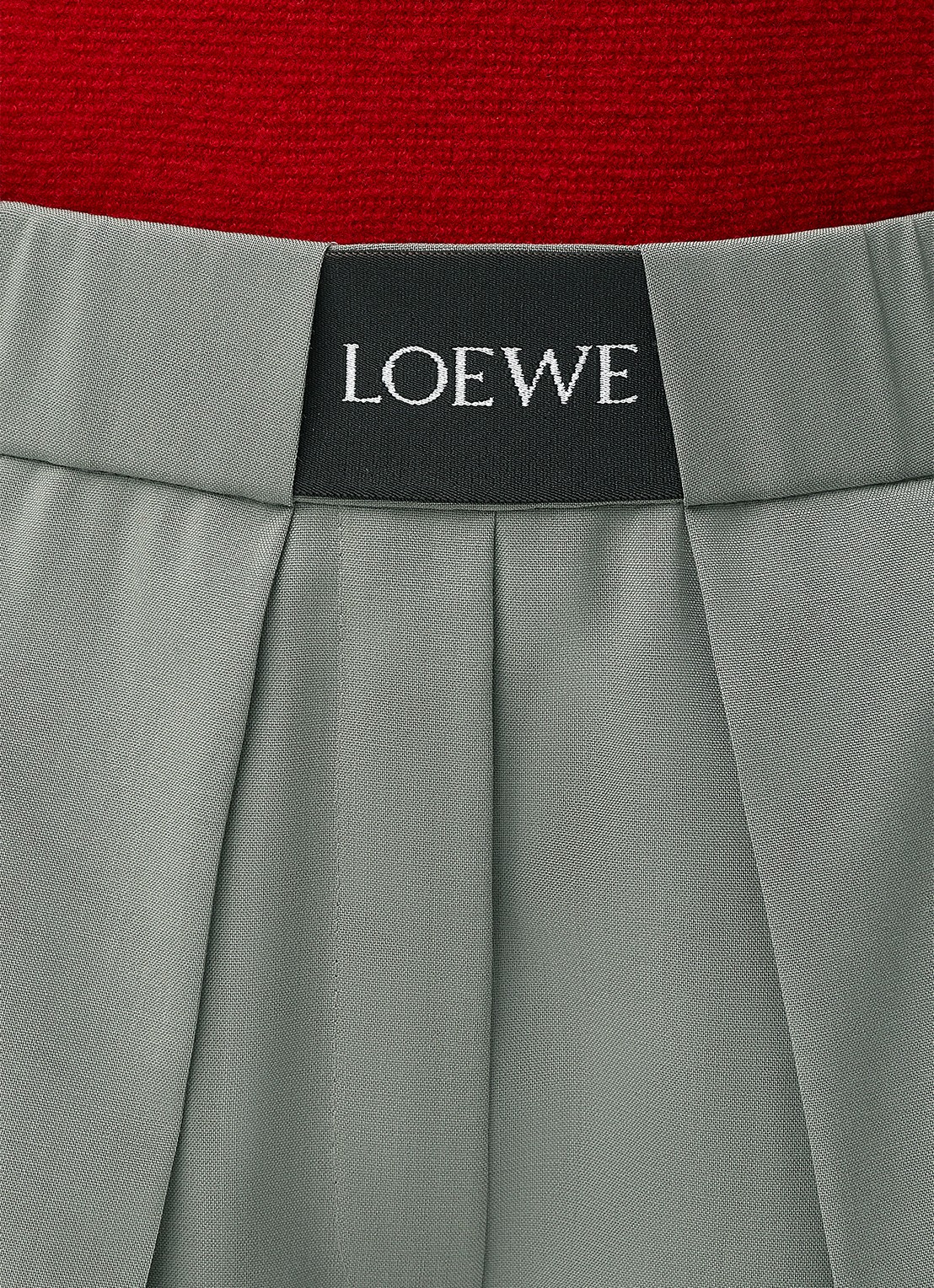 LOEWE High waist wide fit pantalon in wolblend met logo - detail 5 grijs