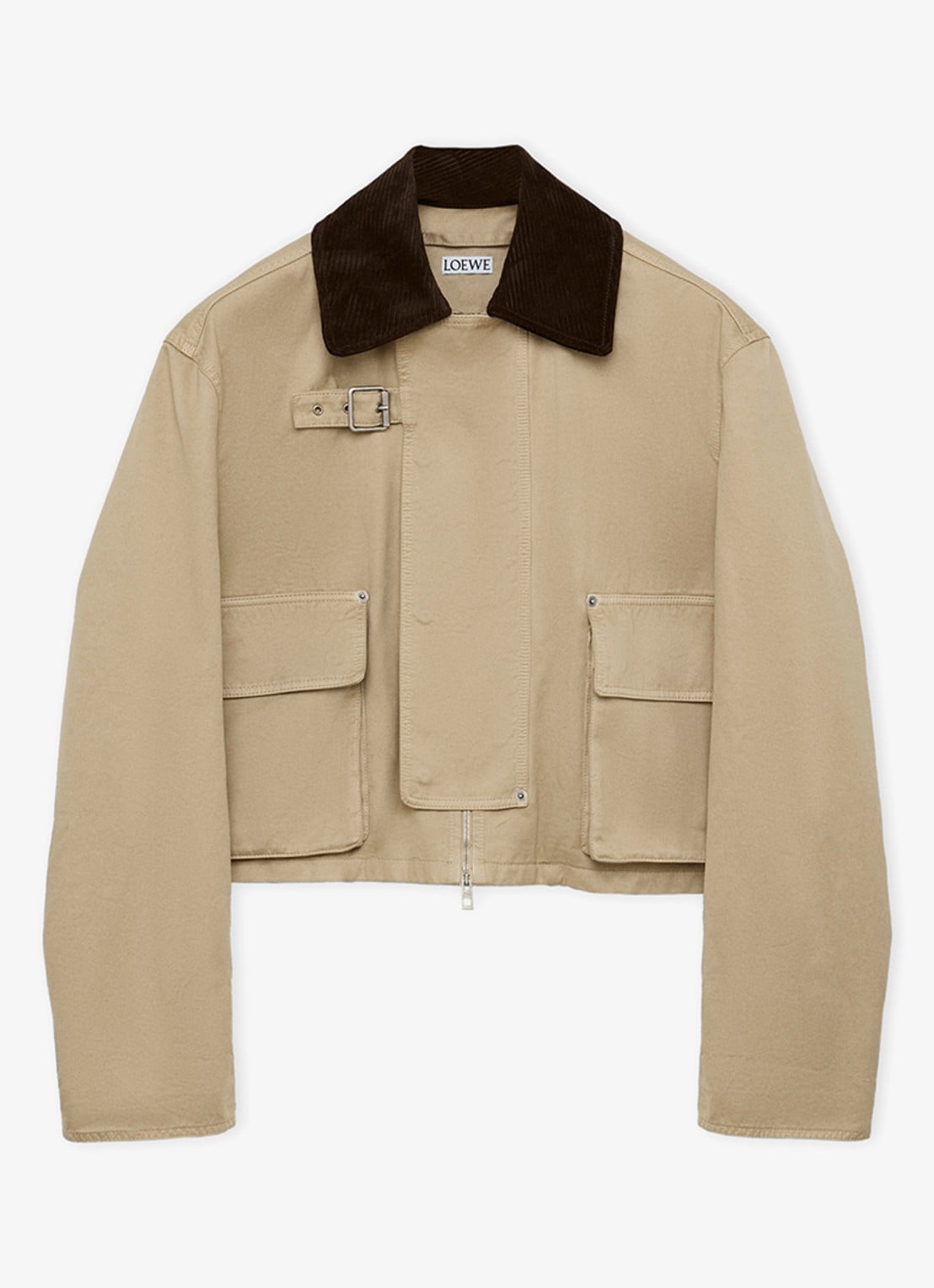 LOEWE Jack met details van corduroy en opgestikte zakken - voorkant 4 beige