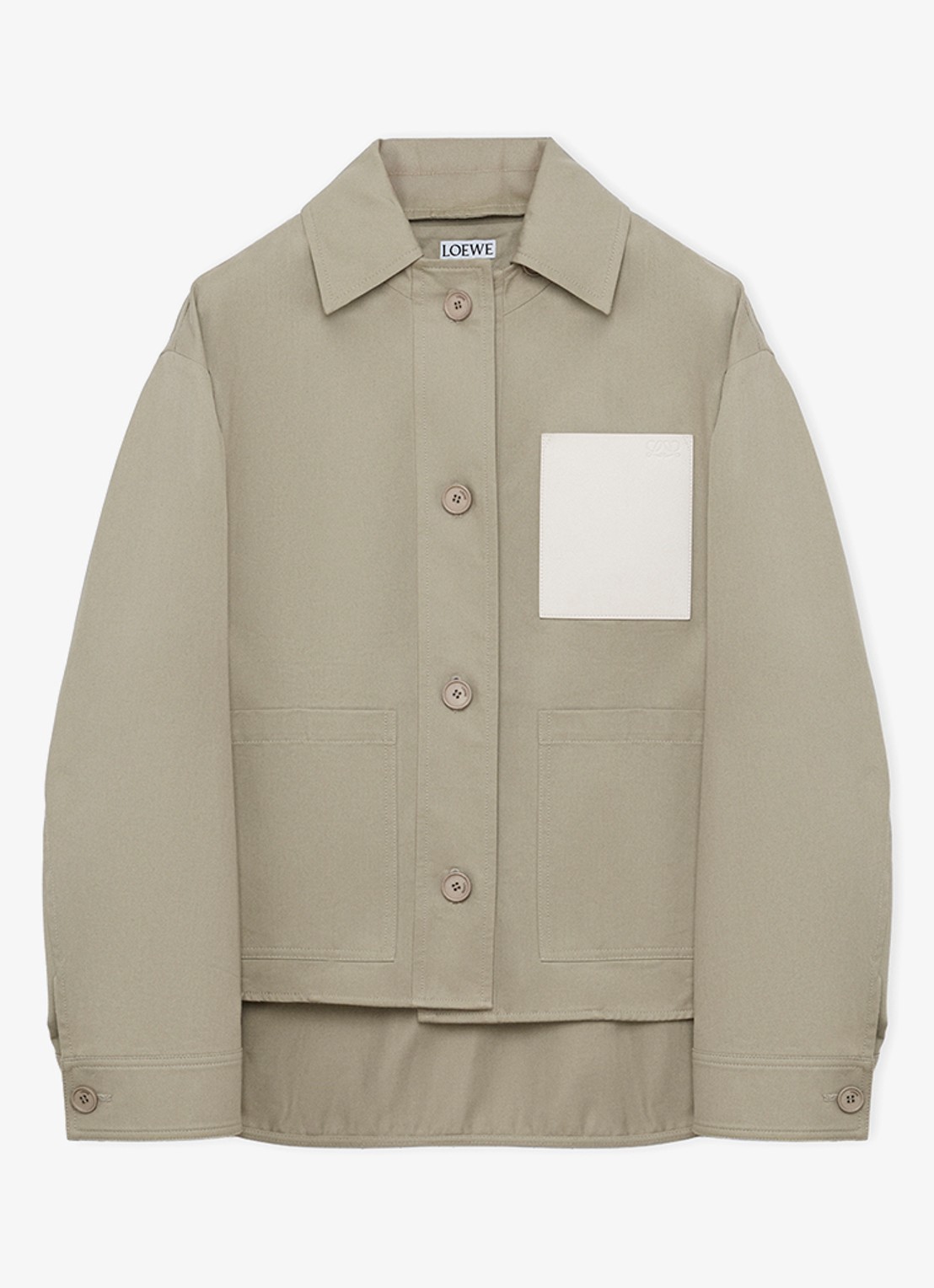 LOEWE Jack met details van kalfsleer en trekkoord - voorkant khaki