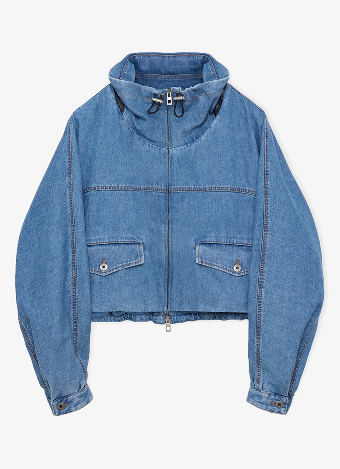 LOEWE Jack van denim met opstaande kraag - voorkant 4 indigo