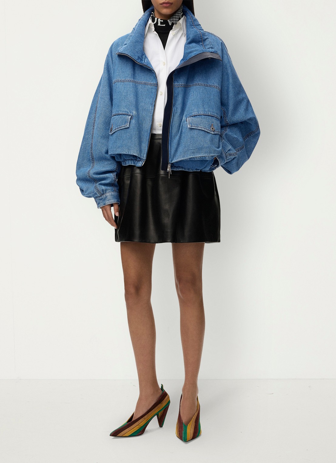 LOEWE Jack van denim met opstaande kraag - voorkant 5 indigo