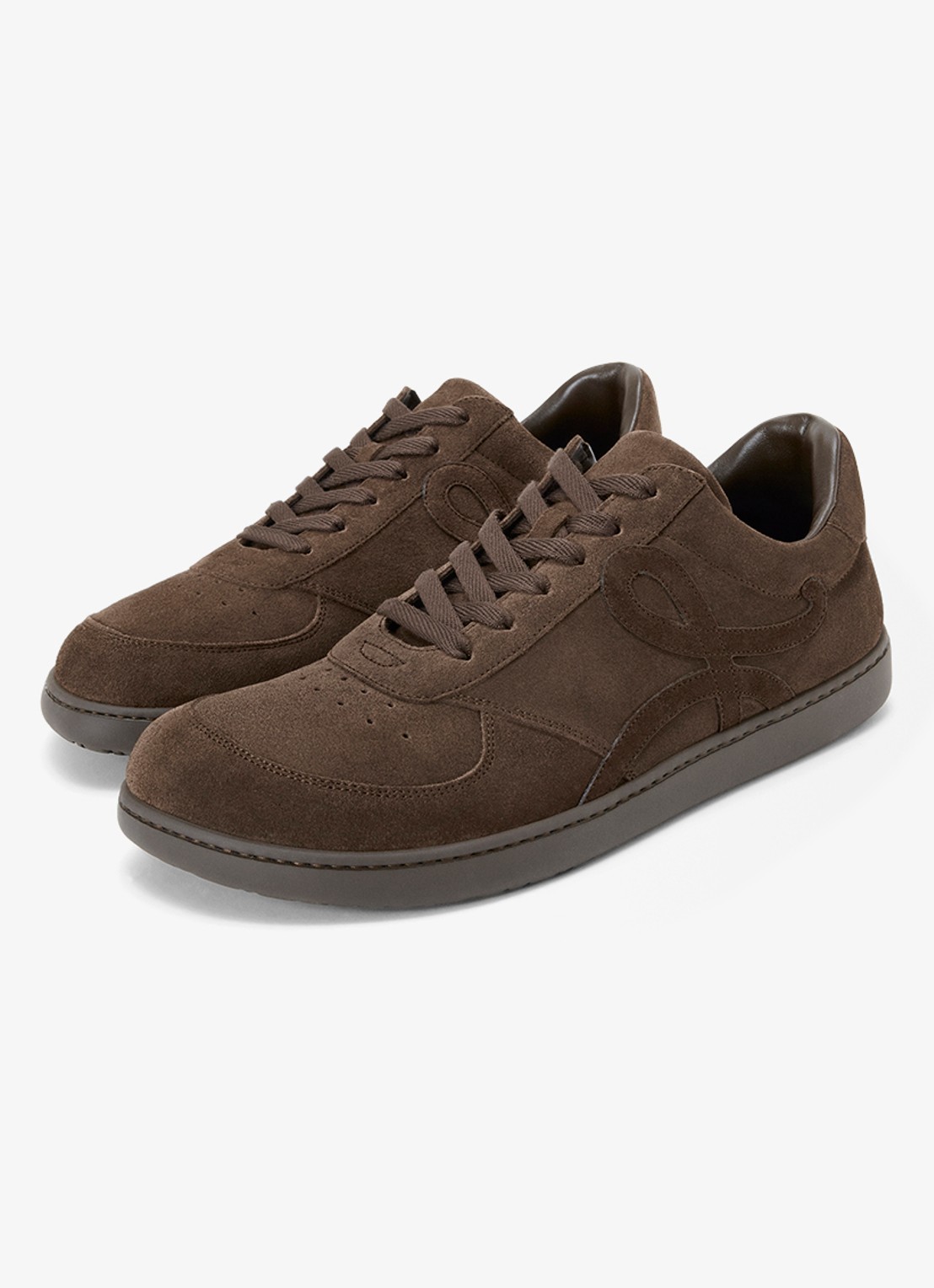 LOEWE Jambo sneaker van kalfssuède - detail donkerbruin