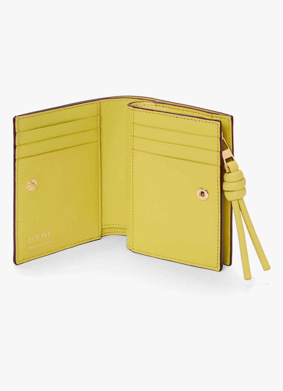 LOEWE Knot Compact portemonnee van kalfsleer - voorkant 4 bordeauxrood