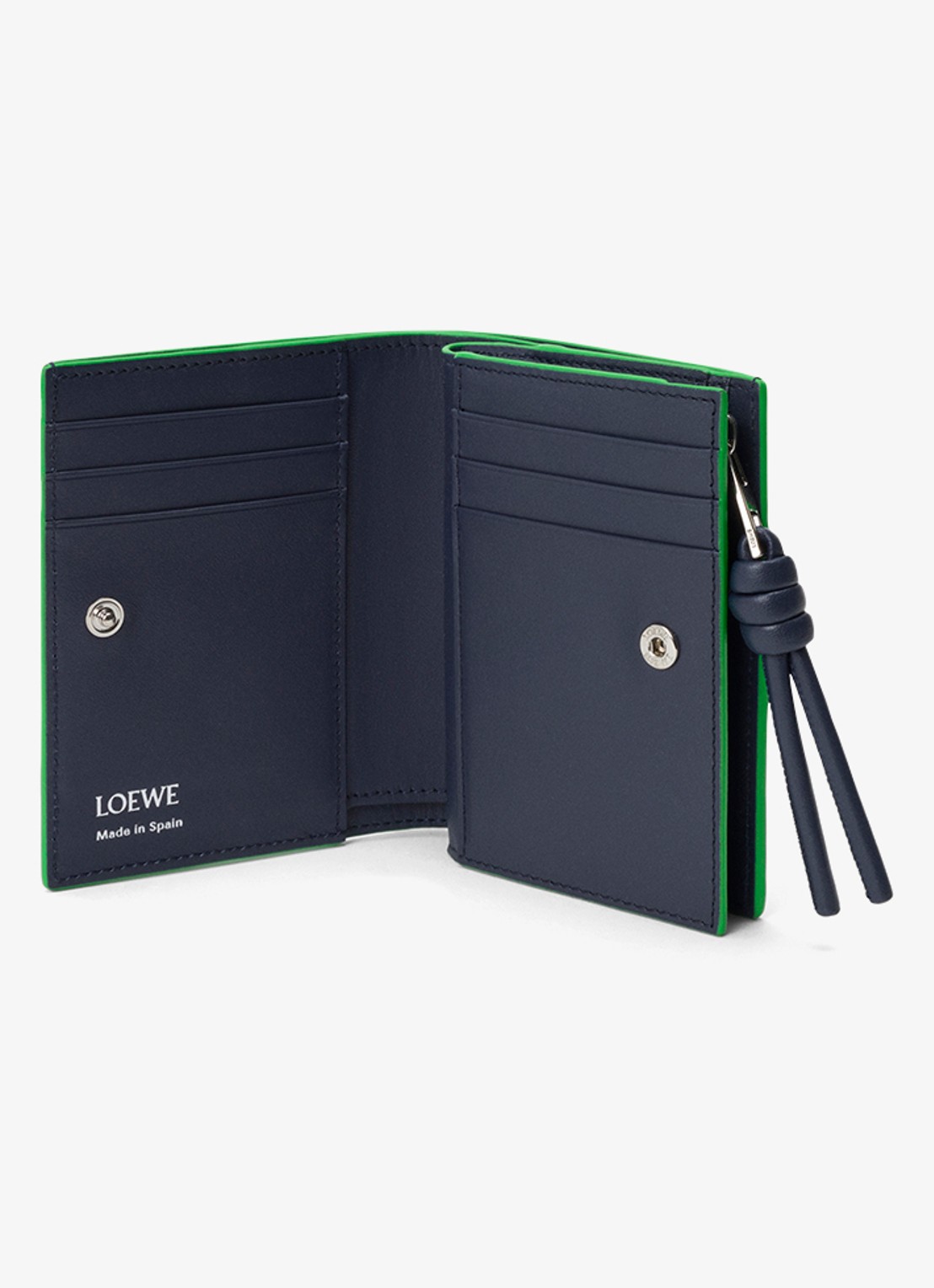 LOEWE Knot Compact portemonnee van kalfsleer - voorkant 3 groen