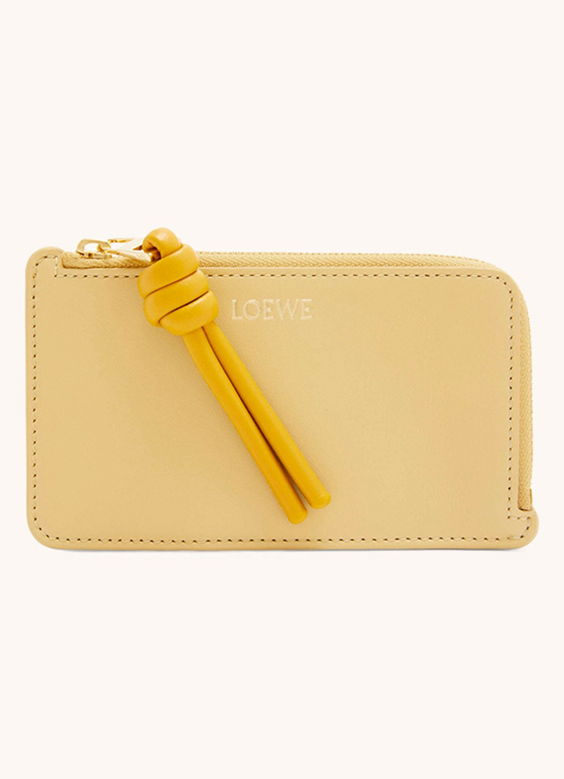 LOEWE Knot pasjeshouder van kalfsleer - voorkant 2 lichtgeel