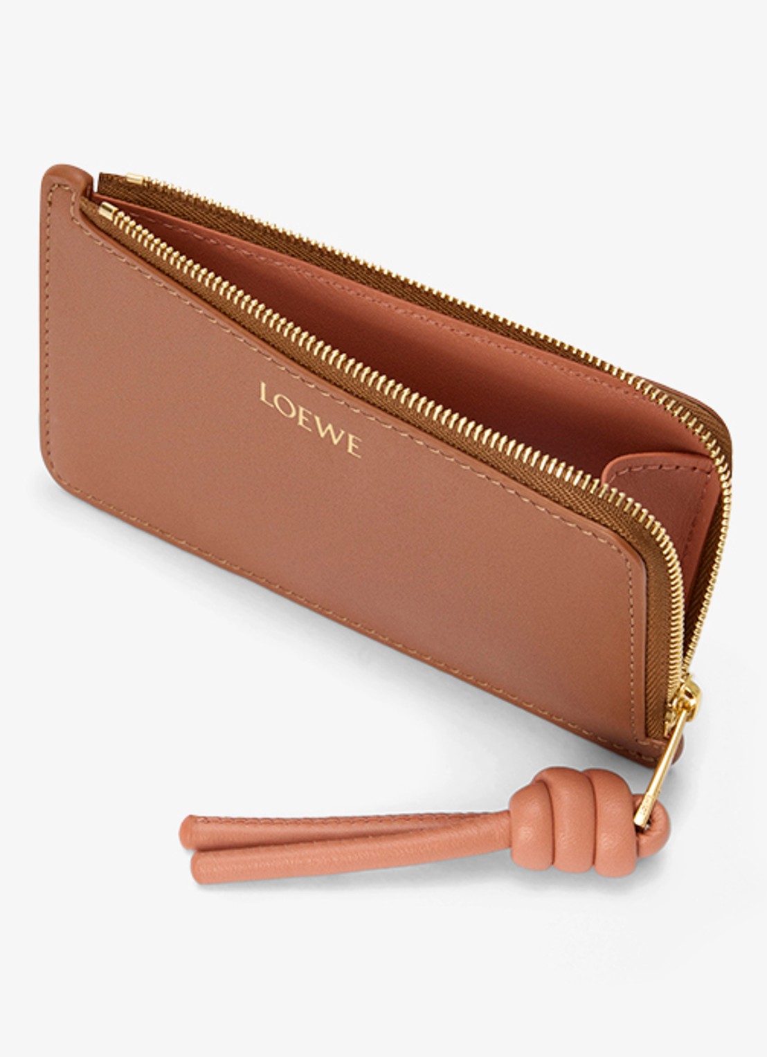 LOEWE Knot pasjeshouder van kalfsleer - detail bruin