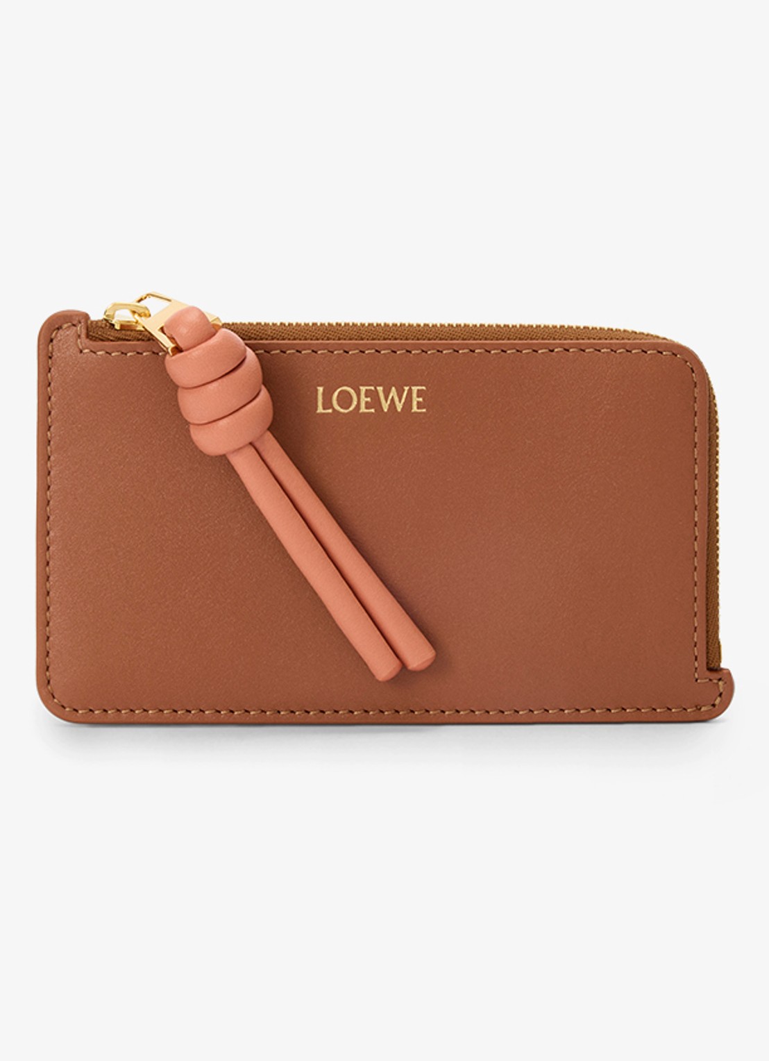 LOEWE Knot pasjeshouder van kalfsleer - voorkant 3 bruin